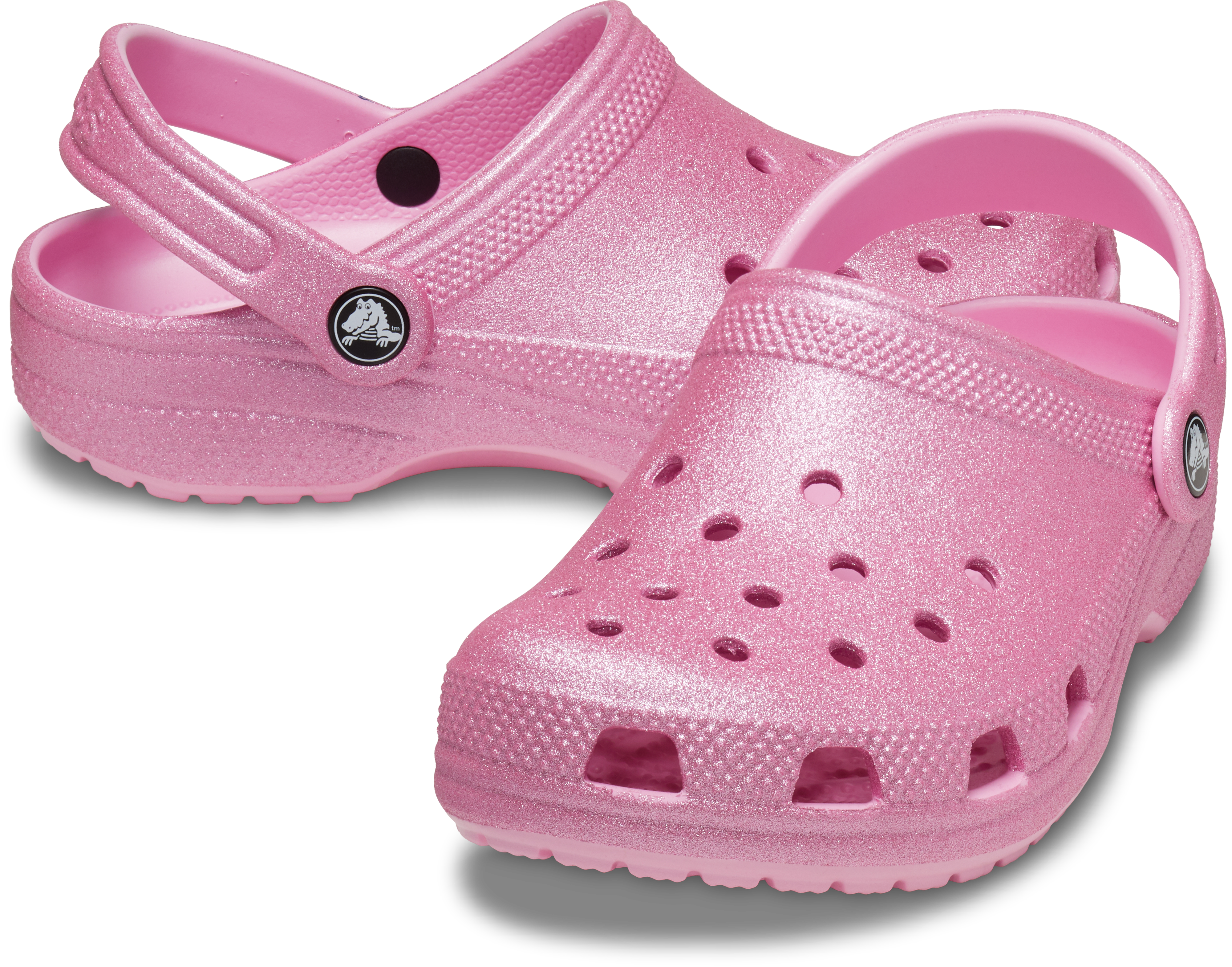 Crocs Classic Pink Glitter Toddler Girls Clog Hibbett