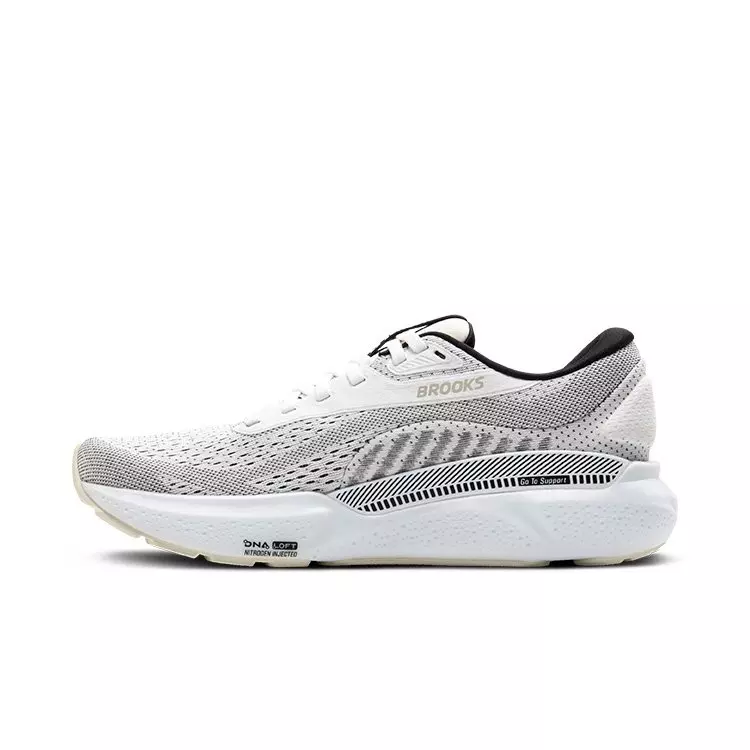 Brooks Adrenaline 24 GTS "White/Black/Pelican" Women's Running Shoe - WHITE/BLACK