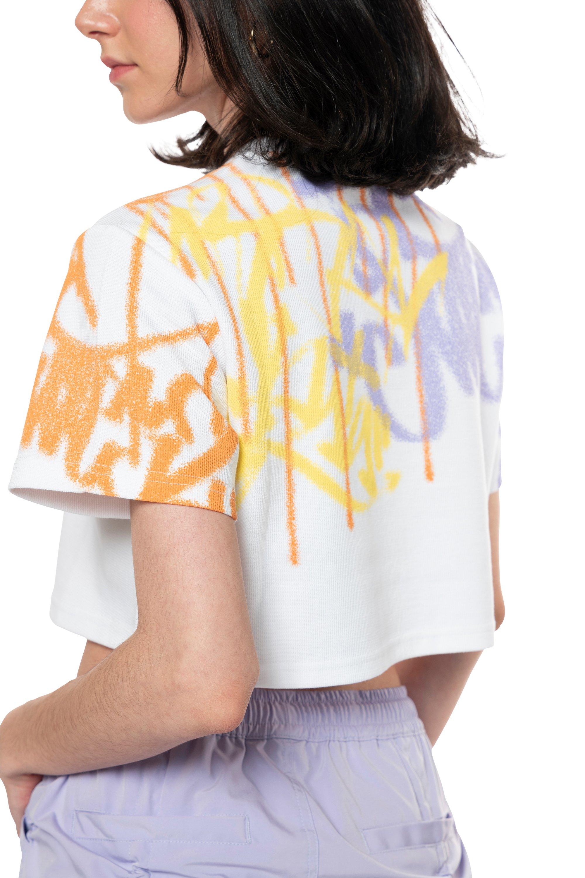 Smoke Rise Women's Graffiti Waffle Crop Top - WHITE/MULTI Thumbnail View 5