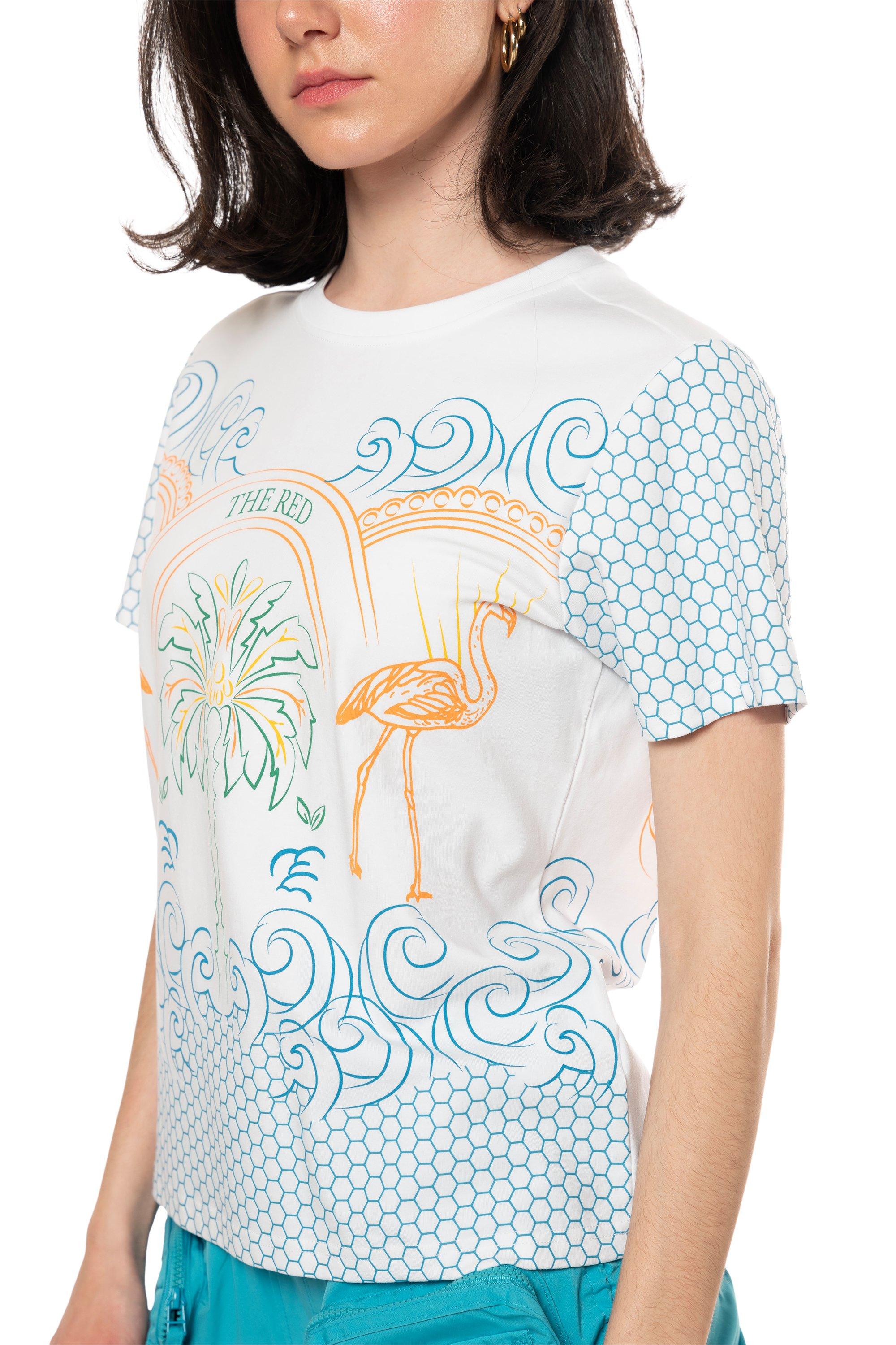 Smoke Rise Women's Paradise Printed Tee - White/Dust - WHITE/BLUE Thumbnail View 1
