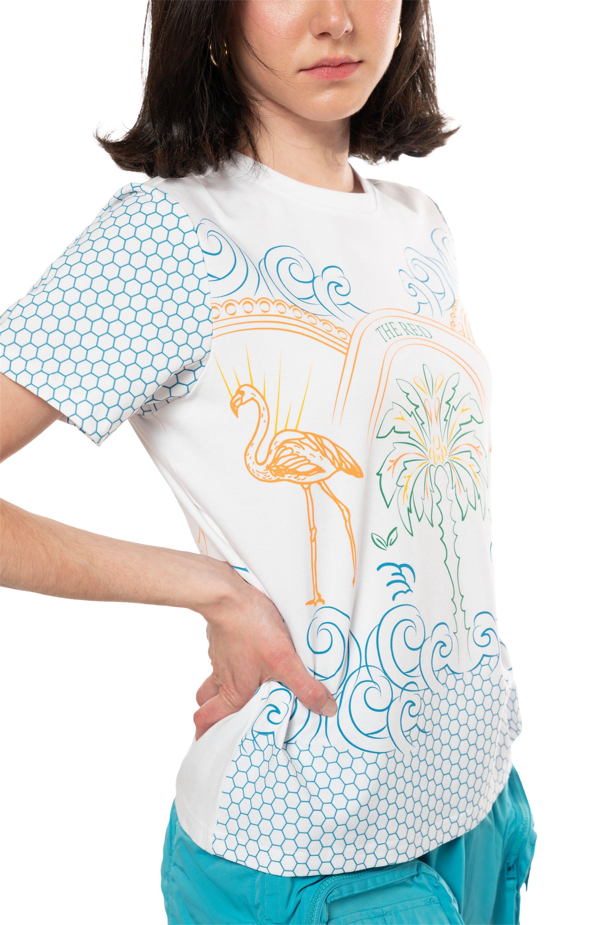 Smoke Rise Women's Paradise Printed Tee - White/Dust - WHITE/BLUE Thumbnail View 3