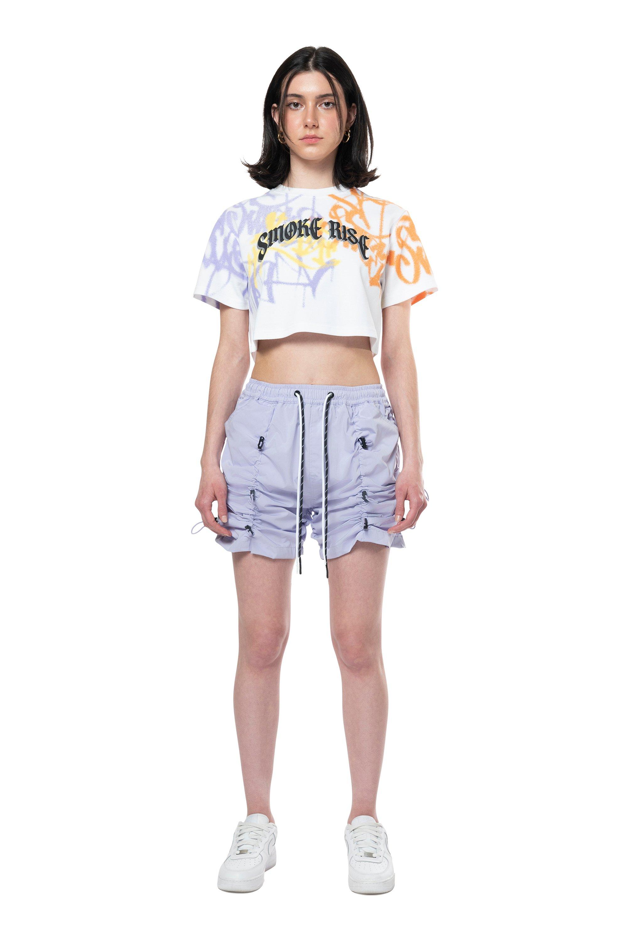 Smoke Rise Women's High Rise Bungee Woven Shorts - Lilac - LILAC Thumbnail View 4