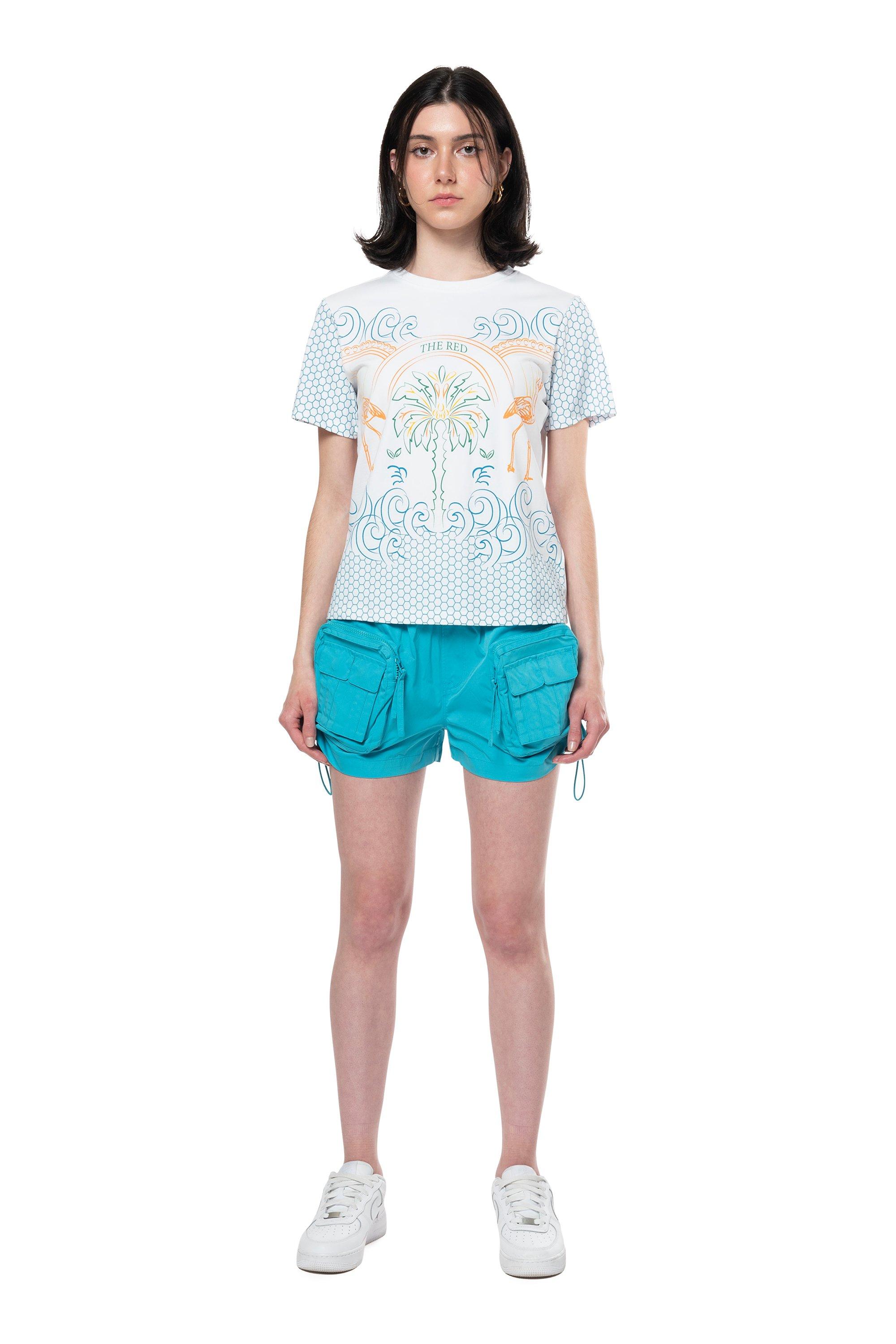 Smoke Rise Women's Bungee Cargo Woven Shorts - Dusty Blue - BLUE Thumbnail View 5