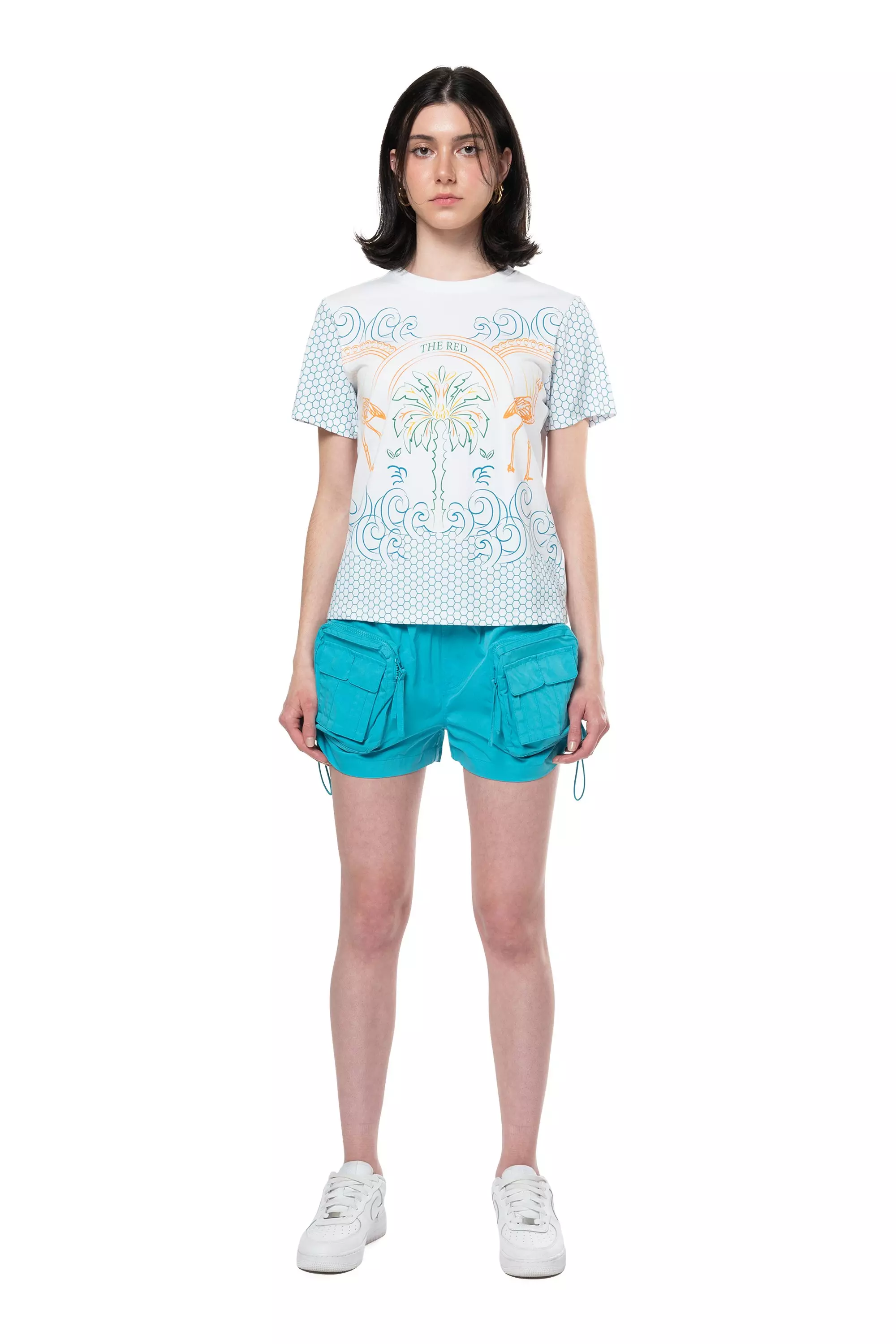 Smoke Rise Women's Bungee Cargo Woven Shorts - Dusty Blue - BLUE