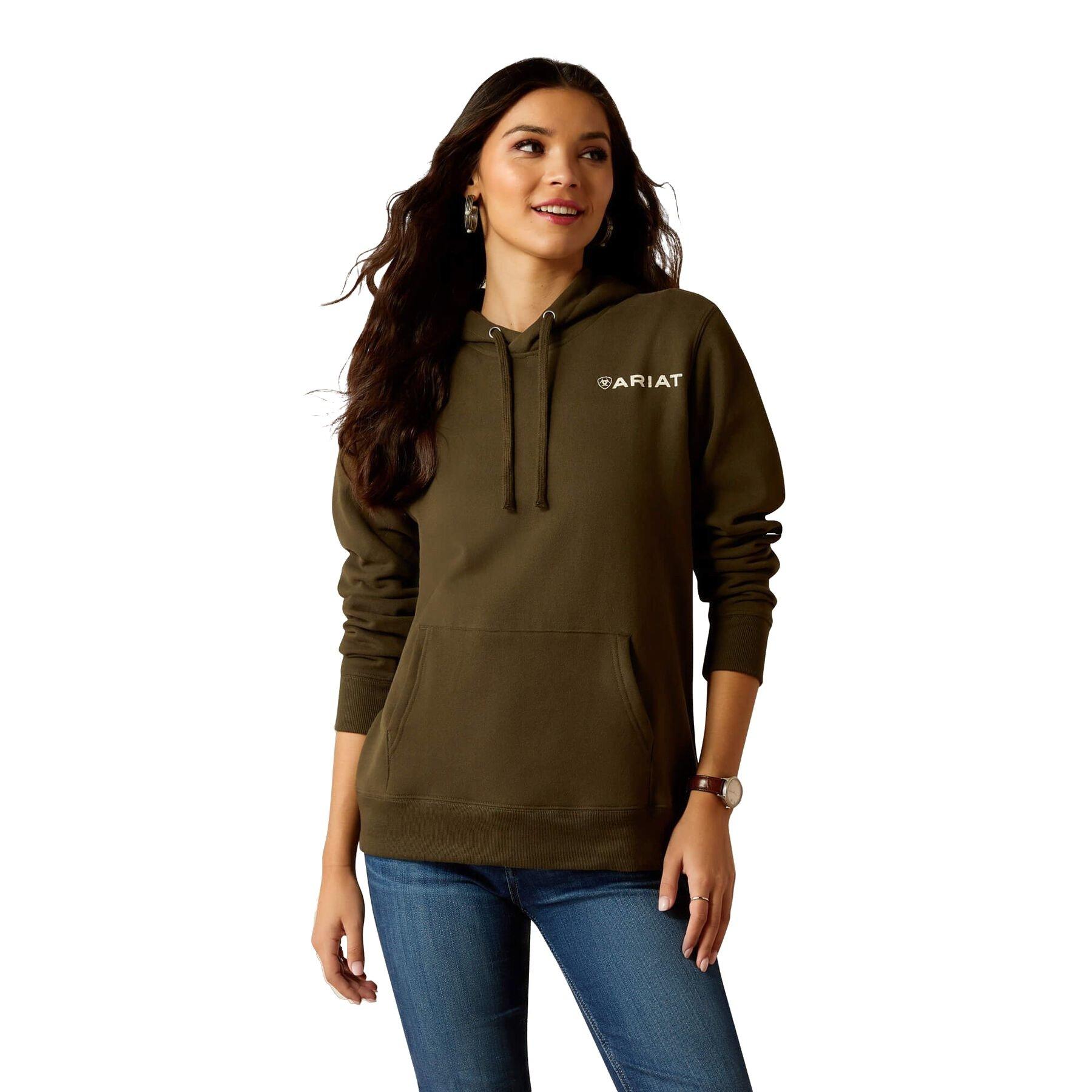 Ariat Women's Stamp Logo Hoodie - Black - BLACK Thumbnail View 1