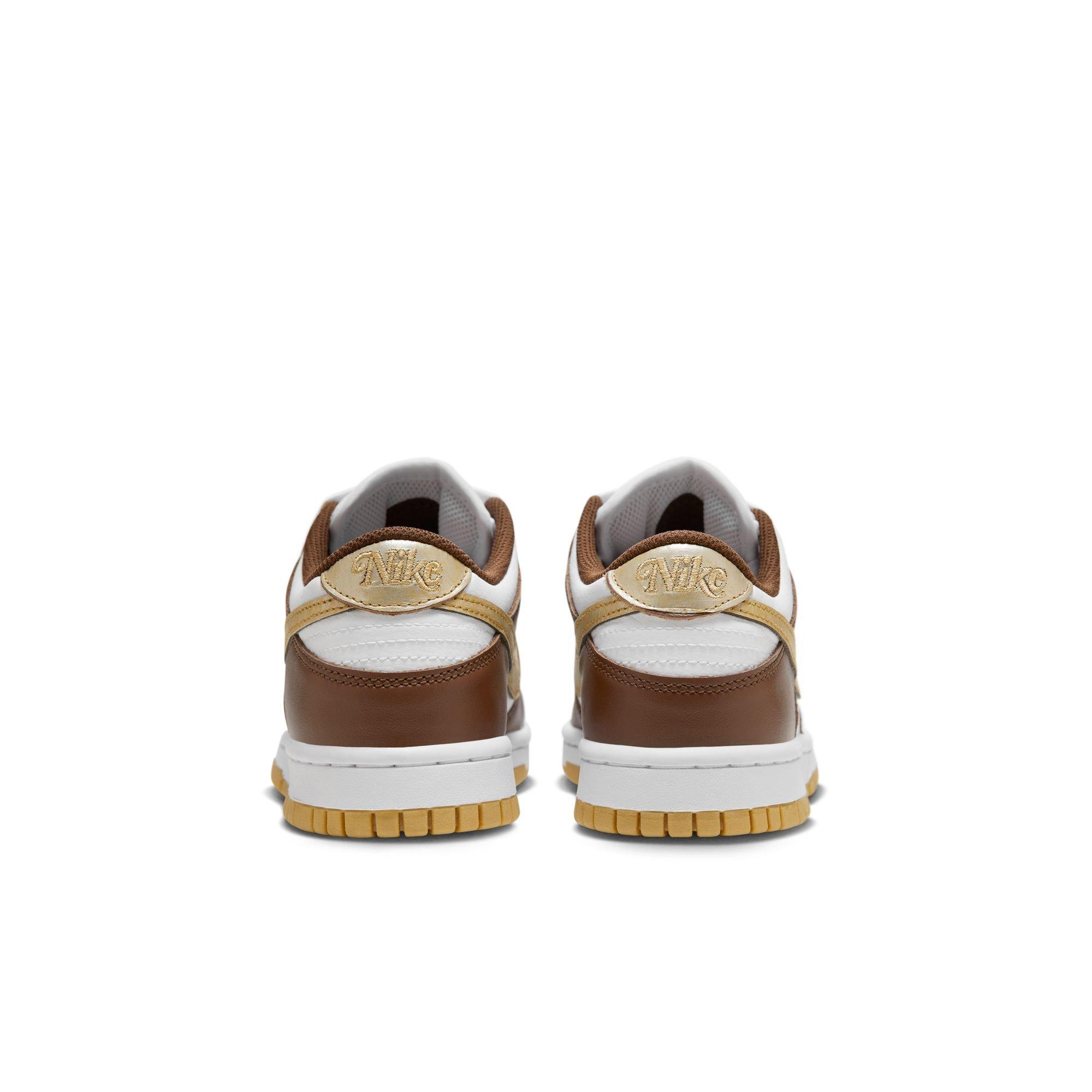 Nike Dunk Low "White/Metallic Gold/White/Cacao White" Grade School Boys' Shoe - WHITE/GOLD Thumbnail View 6