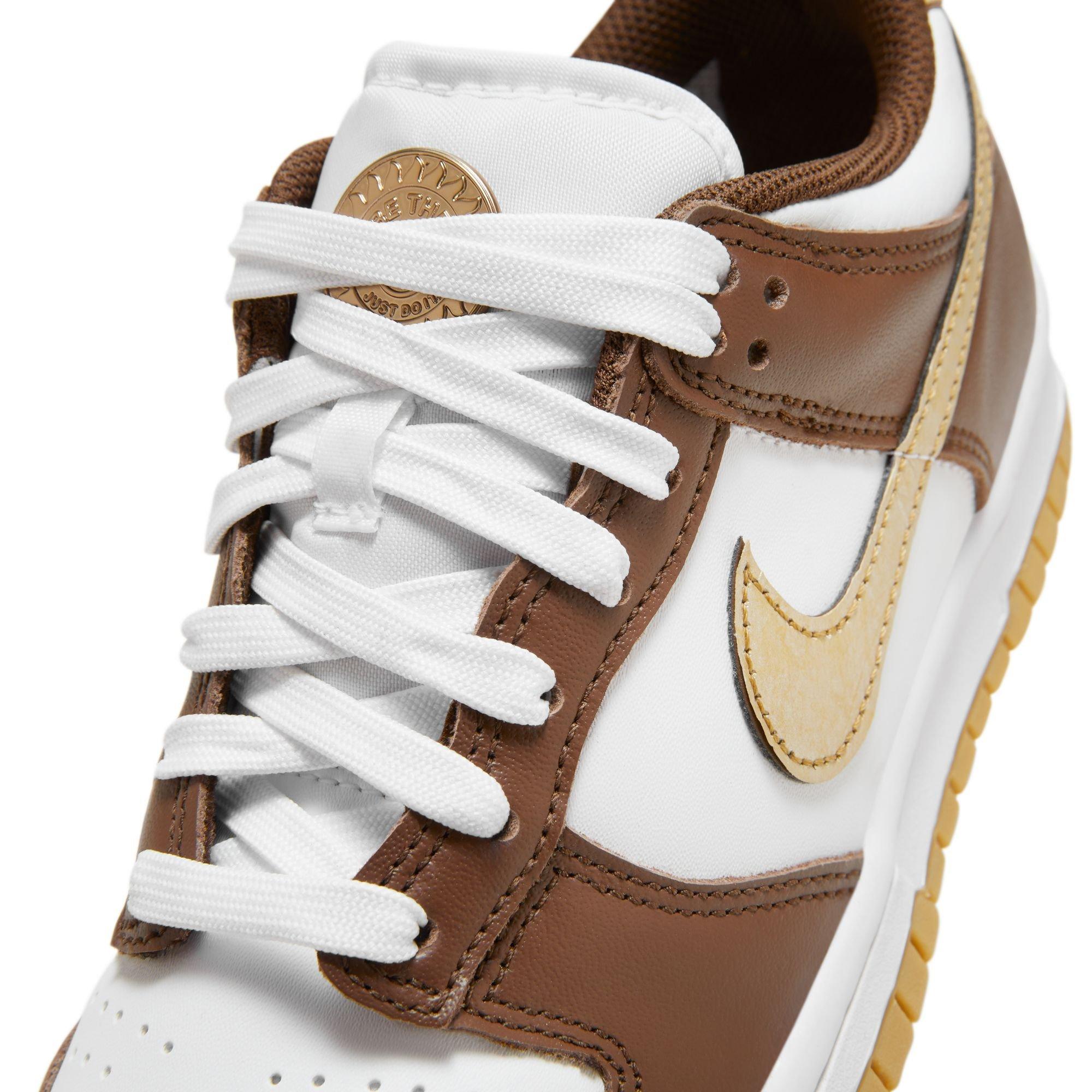 Nike Dunk Low "White/Metallic Gold/White/Cacao White" Grade School Boys' Shoe - WHITE/GOLD Thumbnail View 9