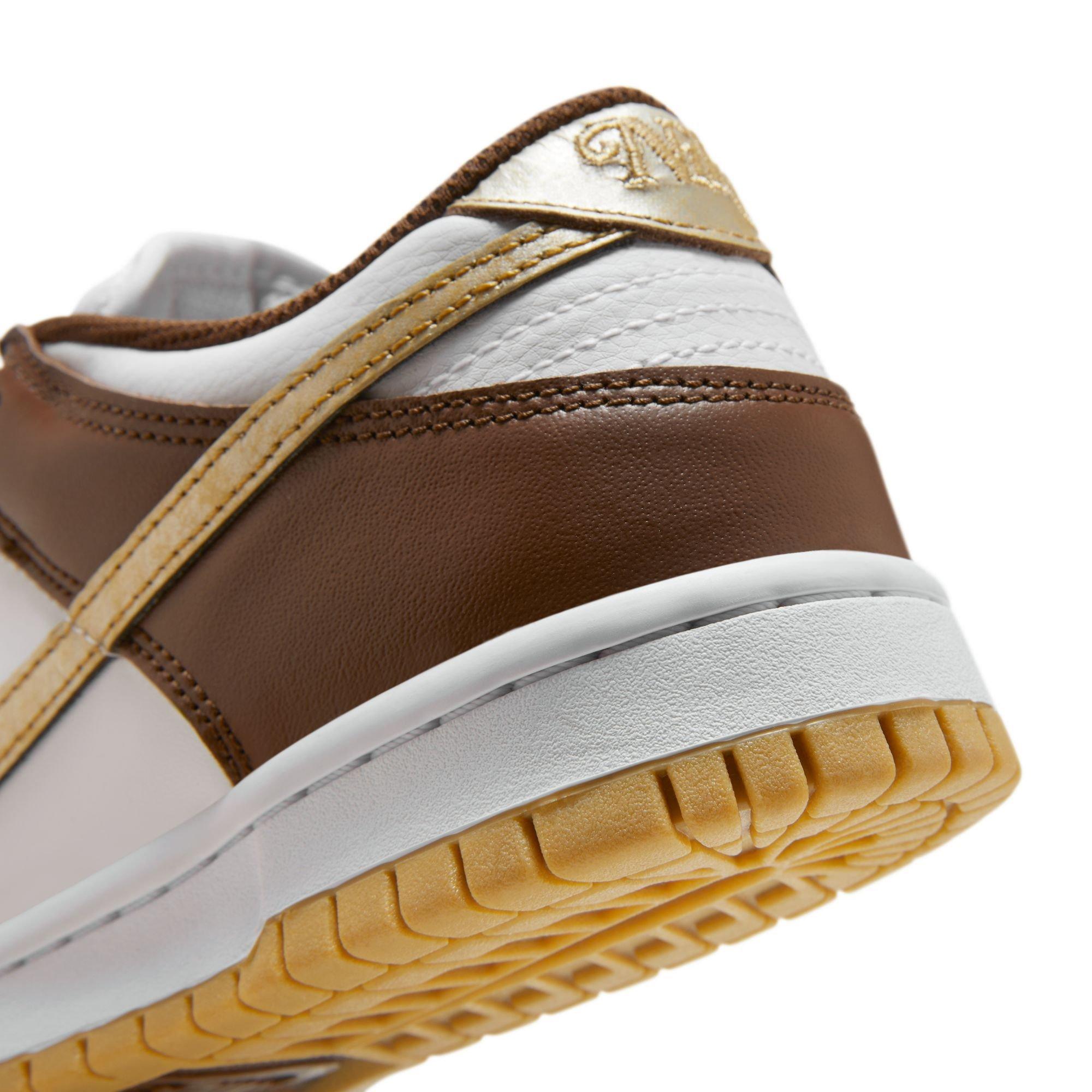 Nike Dunk Low "White/Metallic Gold/White/Cacao White" Grade School Boys' Shoe - WHITE/GOLD Thumbnail View 10