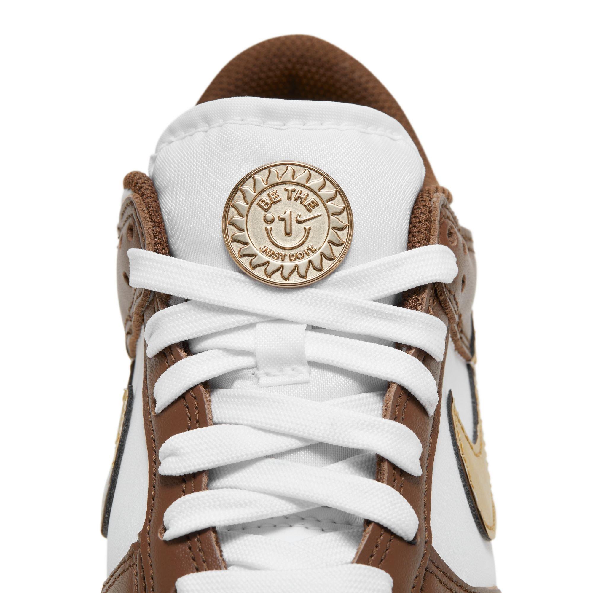 Nike Dunk Low "White/Metallic Gold/White/Cacao White" Grade School Boys' Shoe - WHITE/GOLD Thumbnail View 11