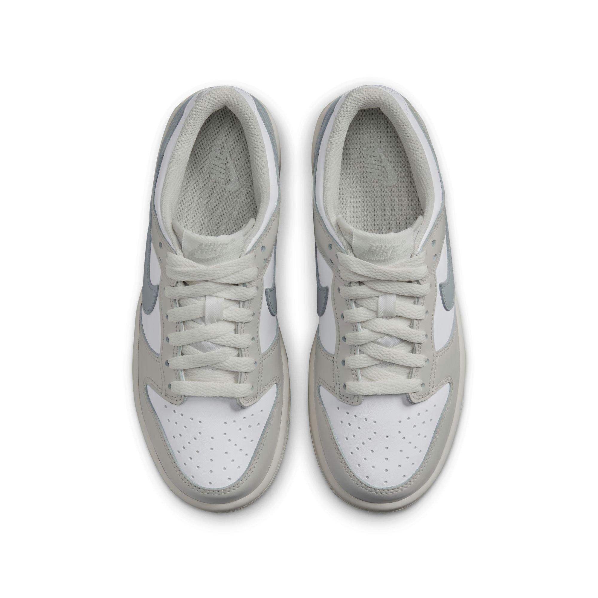 Nike Dunk Low "White/Light Silver/Phantom" Grade School Girls' Shoe - WHITE/SILVER Thumbnail View 7