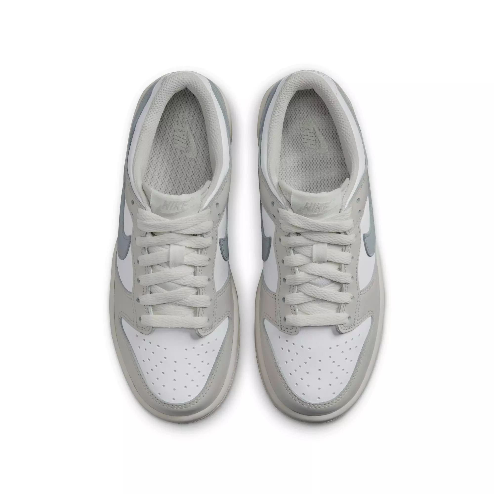 Nike Dunk Low "White/Light Silver/Phantom" Grade School Girls' Shoe - WHITE/SILVER