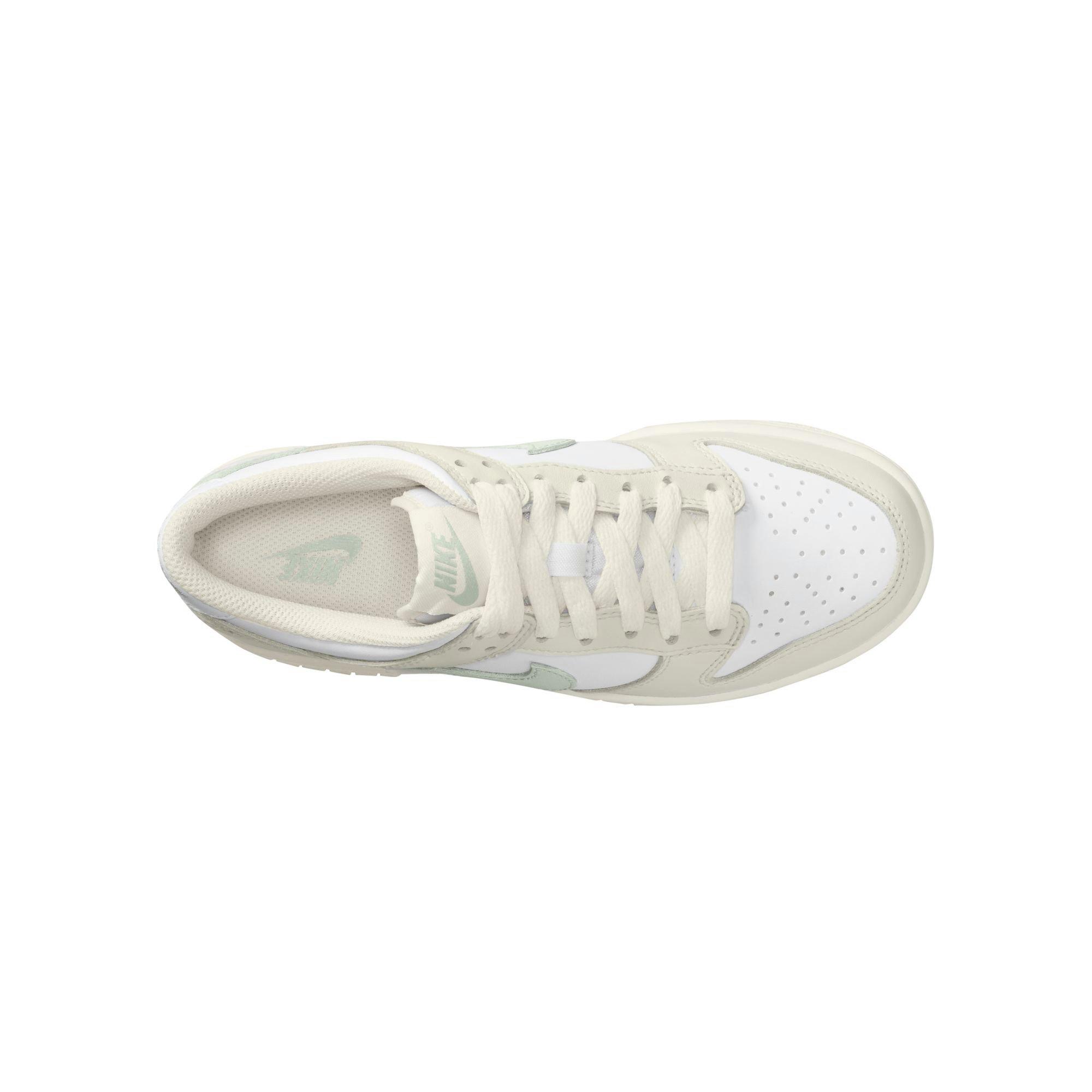Nike Dunk Low "White/Light Silver/Phantom" Grade School Girls' Shoe - WHITE/SILVER Thumbnail View 8