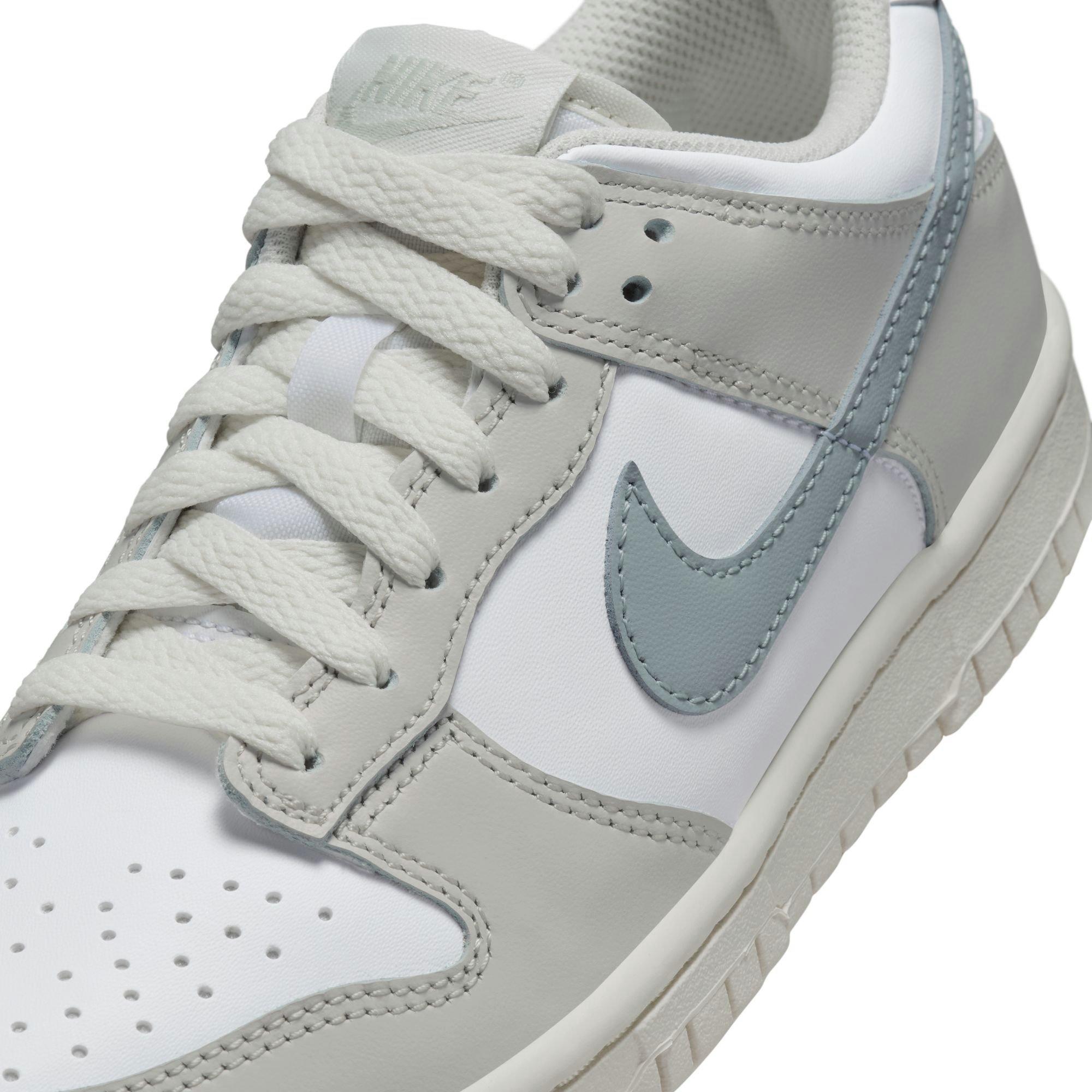 Nike Dunk Low "White/Light Silver/Phantom" Grade School Girls' Shoe - WHITE/SILVER Thumbnail View 10