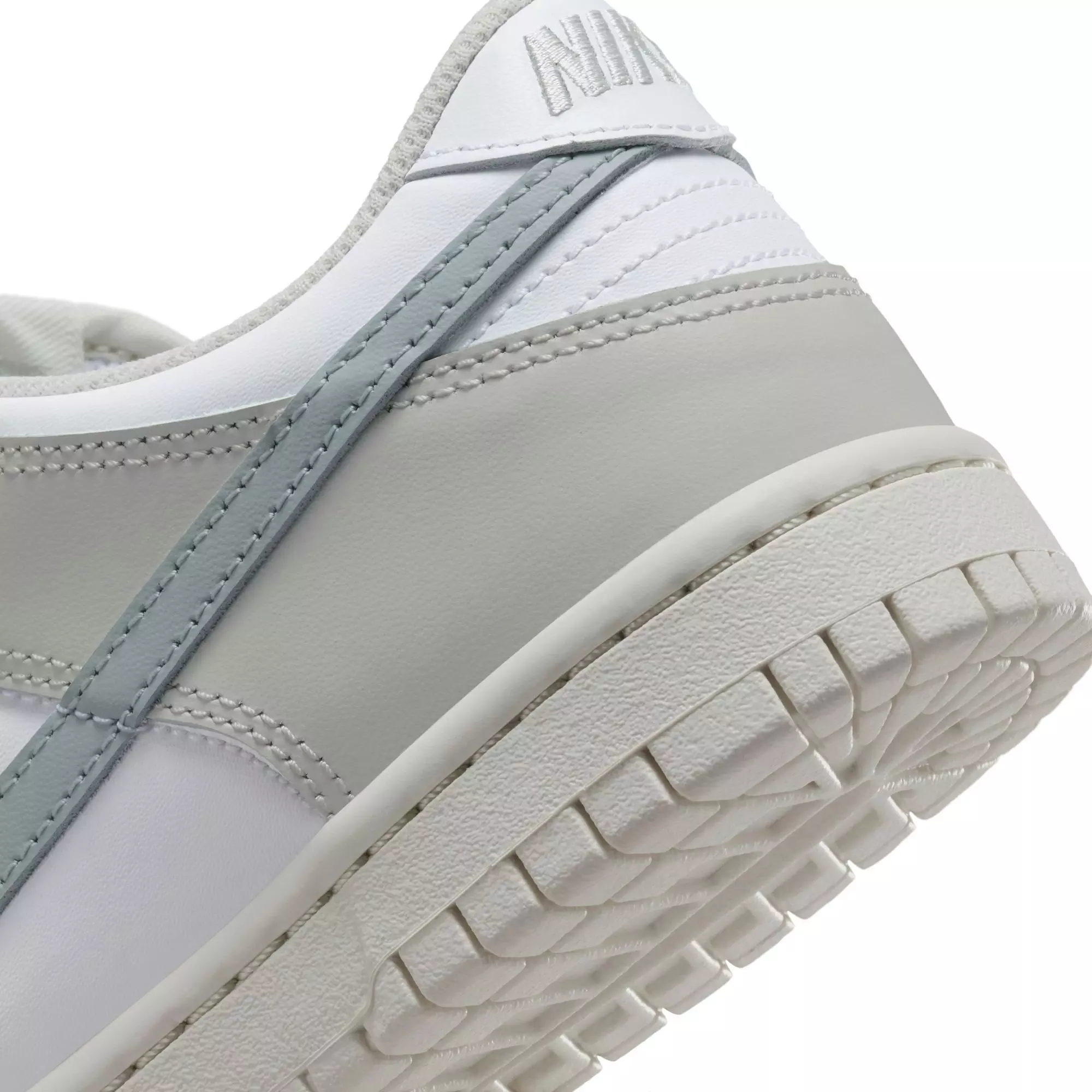Nike Dunk Low "White/Light Silver/Phantom" Grade School Girls' Shoe - WHITE/SILVER
