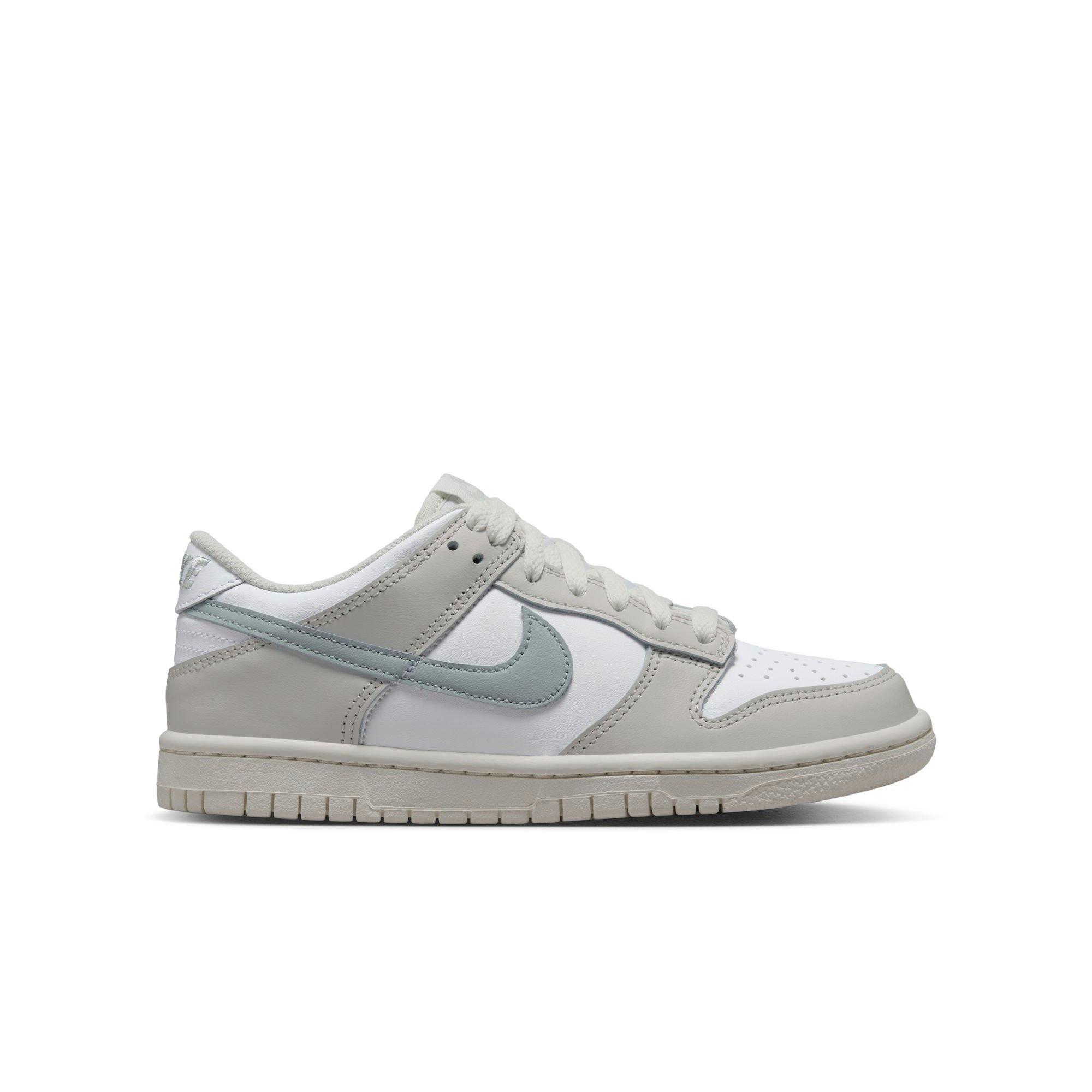 Nike Dunk Low "White/Light Silver/Phantom" Grade School Girls' Shoe - WHITE/SILVER