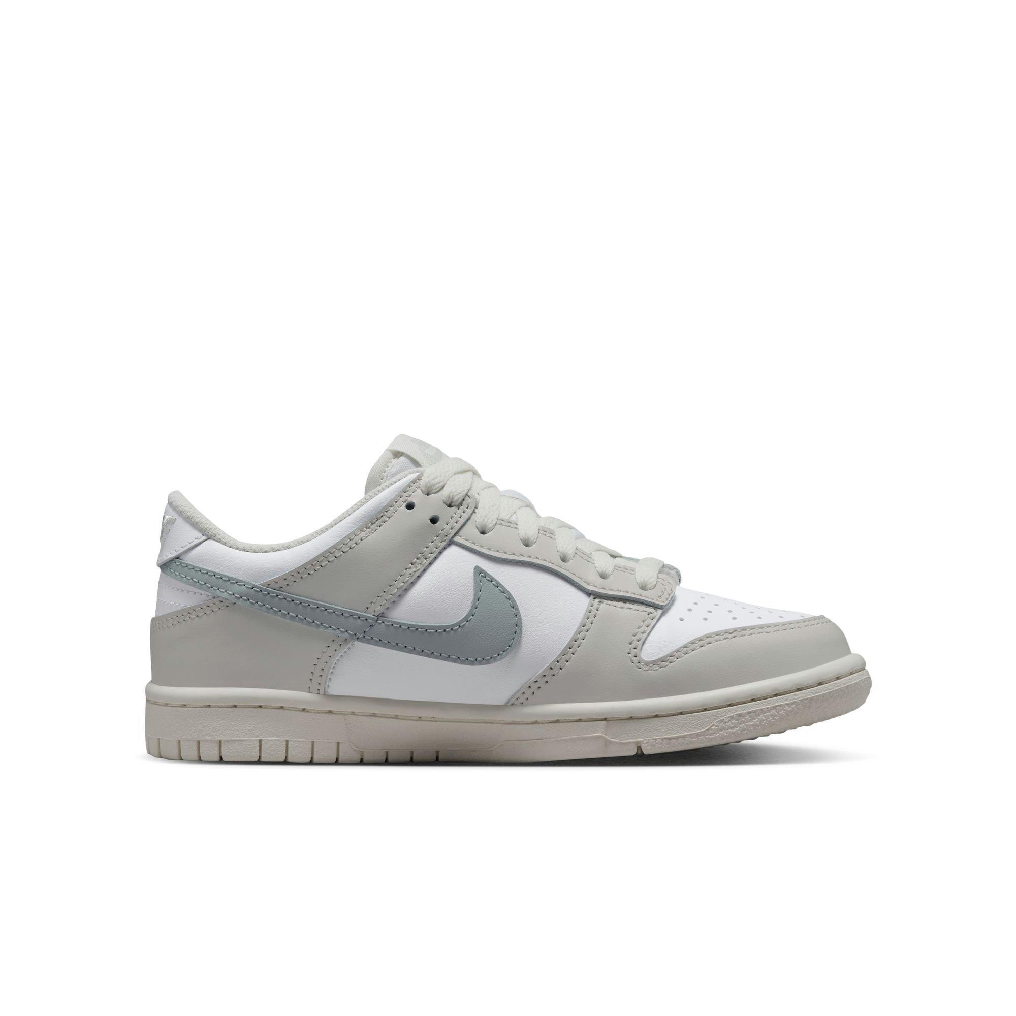 Nike Dunk Low "White/Light Silver/Phantom" Grade School Girls' Shoe - WHITE/SILVER Thumbnail View 2