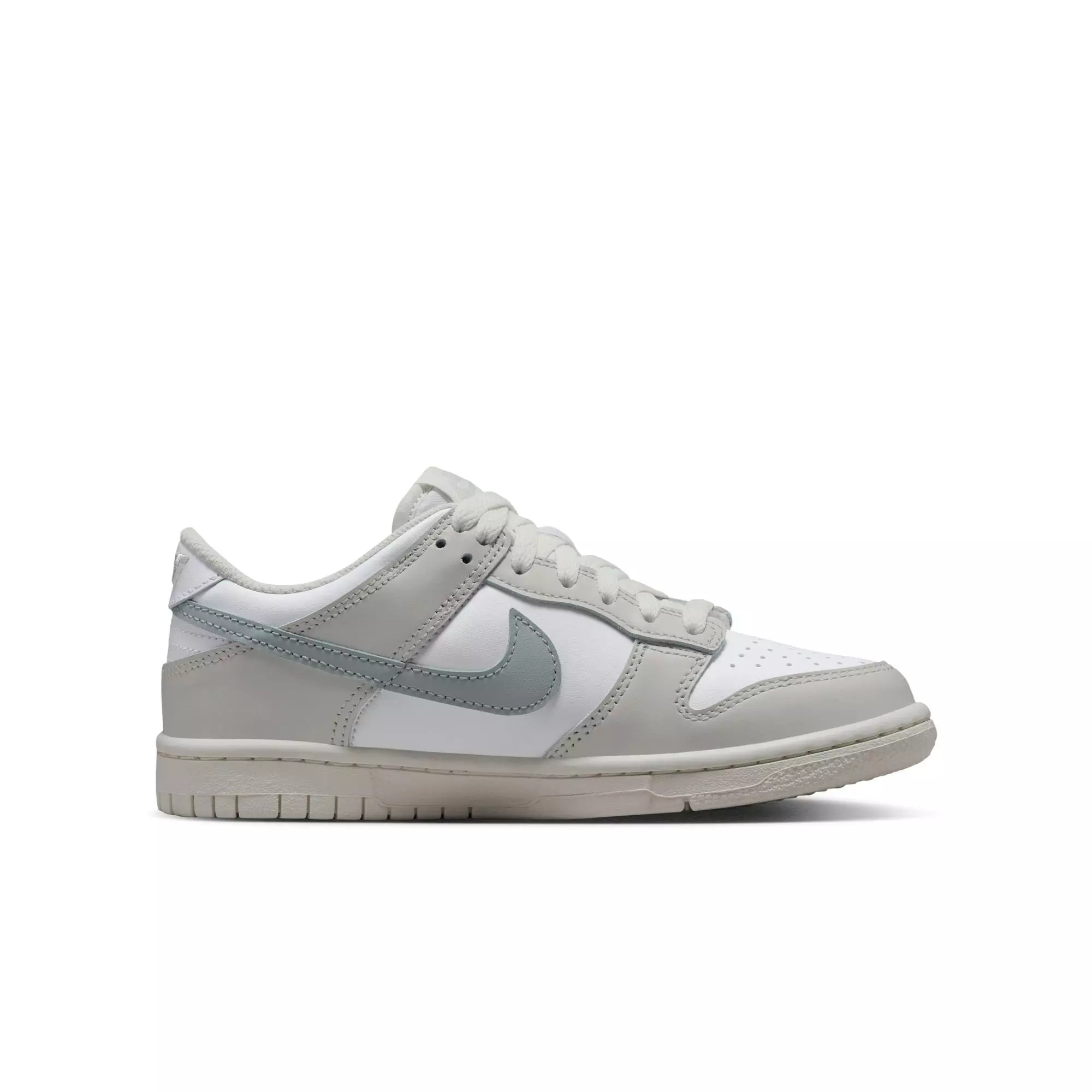 Nike Dunk Low "White/Light Silver/Phantom" Grade School Girls' Shoe - WHITE/SILVER