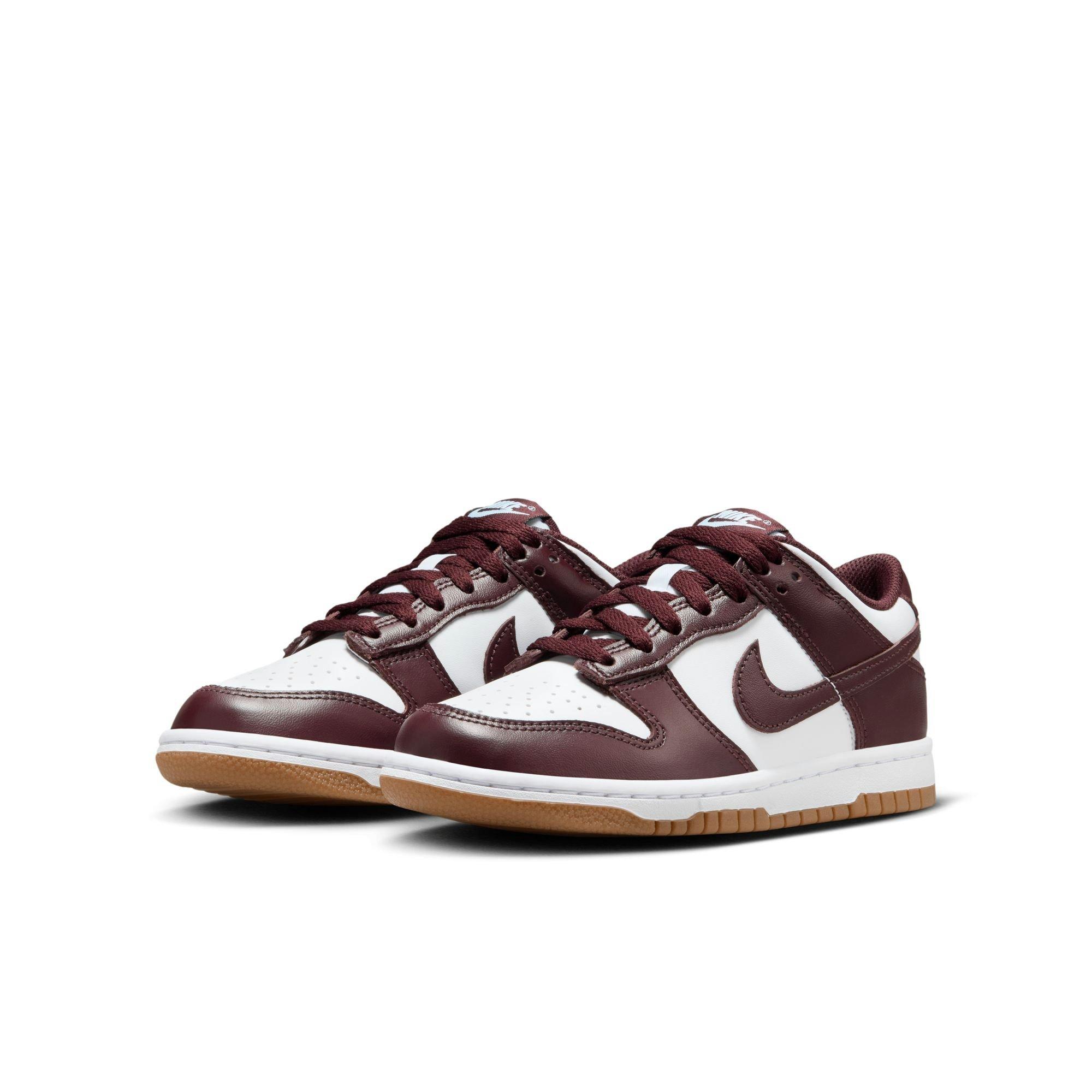 Nike Dunk Low Grade School Kids' "White/Burgundy Crush/Gum Light Brown" Shoe