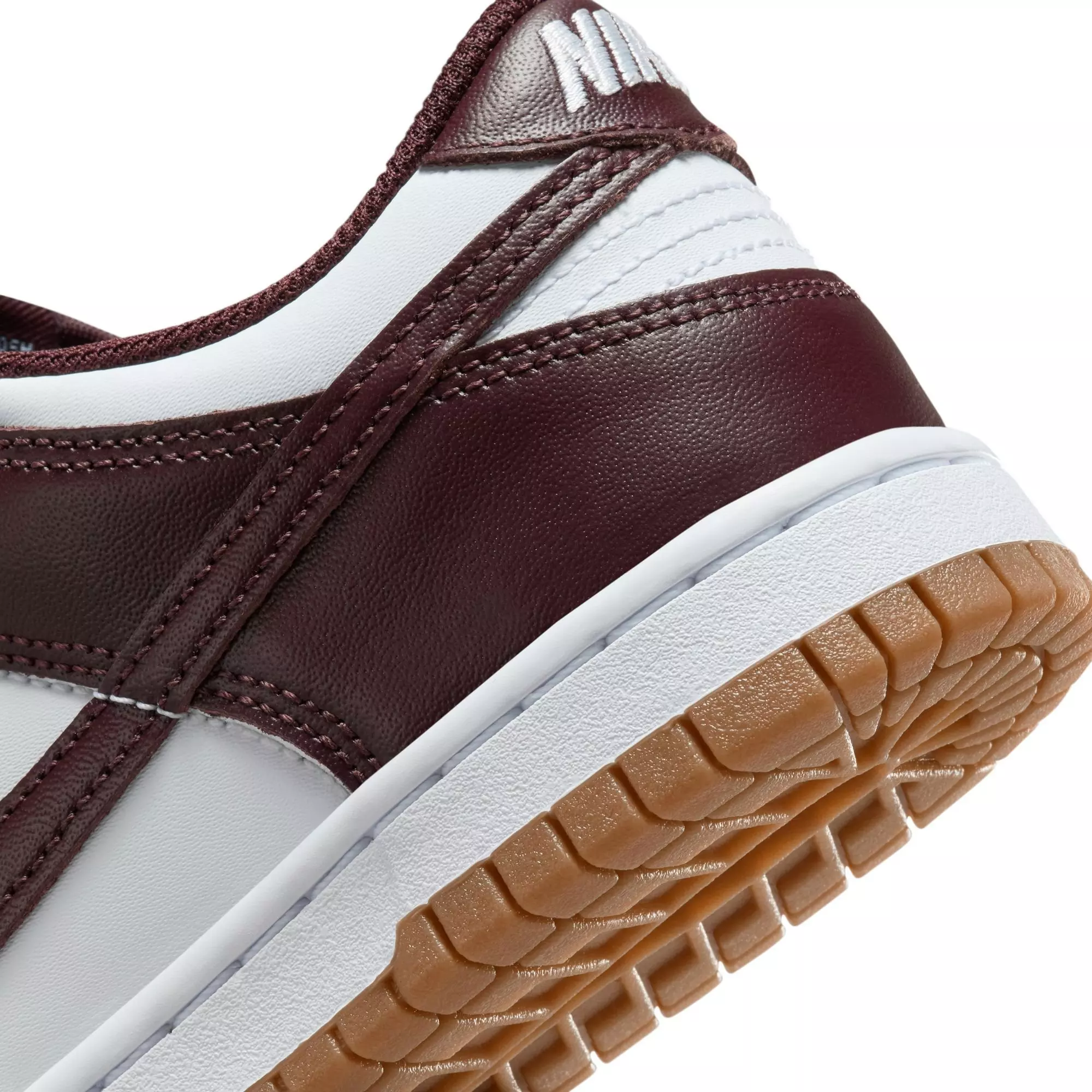 Nike Dunk Low "White/Burgundy Crush/Gum Light Brown" Grade School Kids' Shoe - WHITE/BURGUNDY