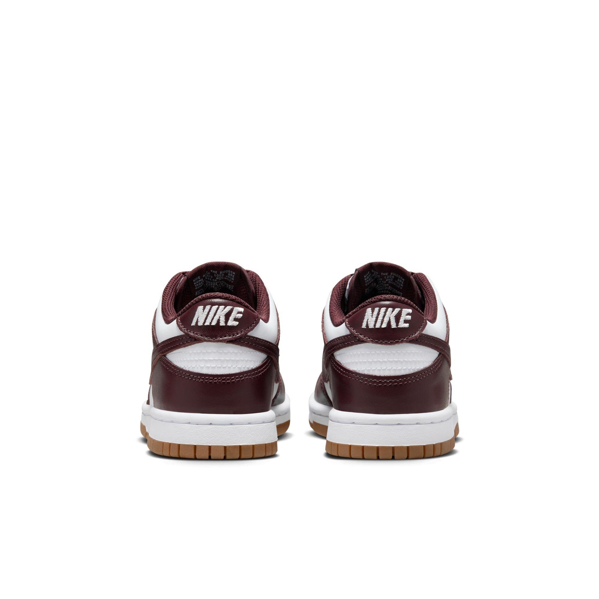 Nike Dunk Low Preschool Kids' "White/Burgundy Crush/Gum Light Brown" Shoe