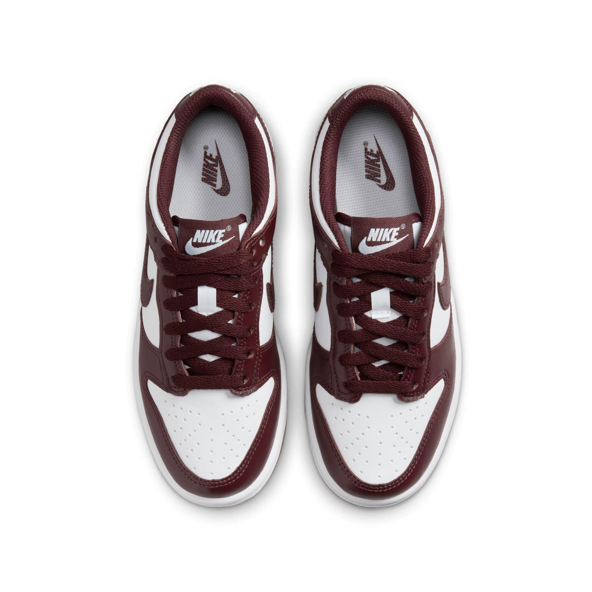 Nike Dunk Low Preschool Kids' "White/Burgundy Crush/Gum Light Brown" Shoe