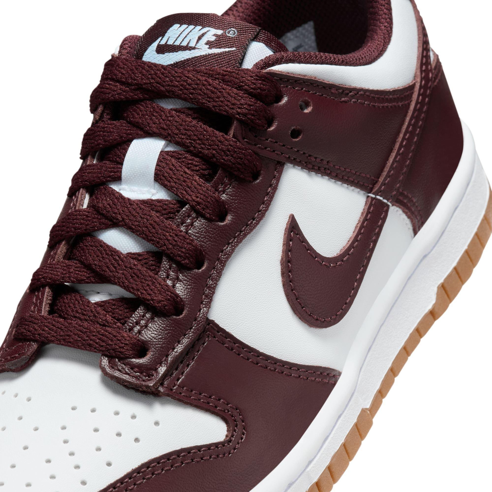 Nike Dunk Low Preschool Kids' "White/Burgundy Crush/Gum Light Brown" Shoe