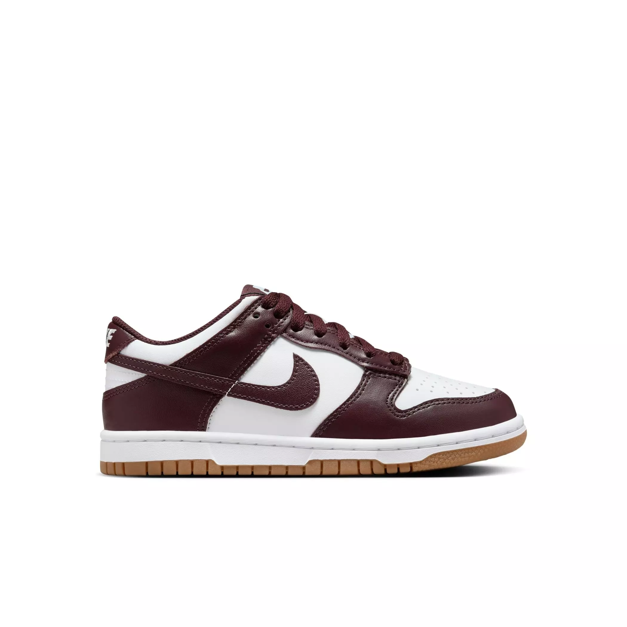 Nike Dunk Low "White/Burgundy Crush/Gum Light Brown" Preschool Kids' Shoe - WHITE/BURGUNDY
