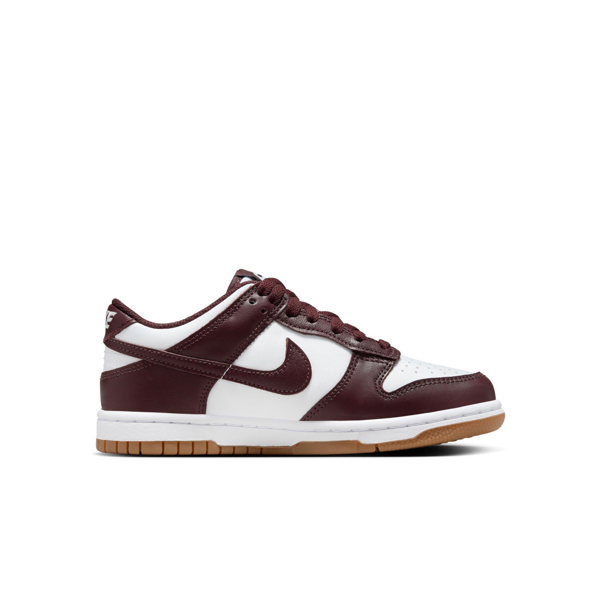 Nike Dunk Low Preschool Kids' "White/Burgundy Crush/Gum Light Brown" Shoe