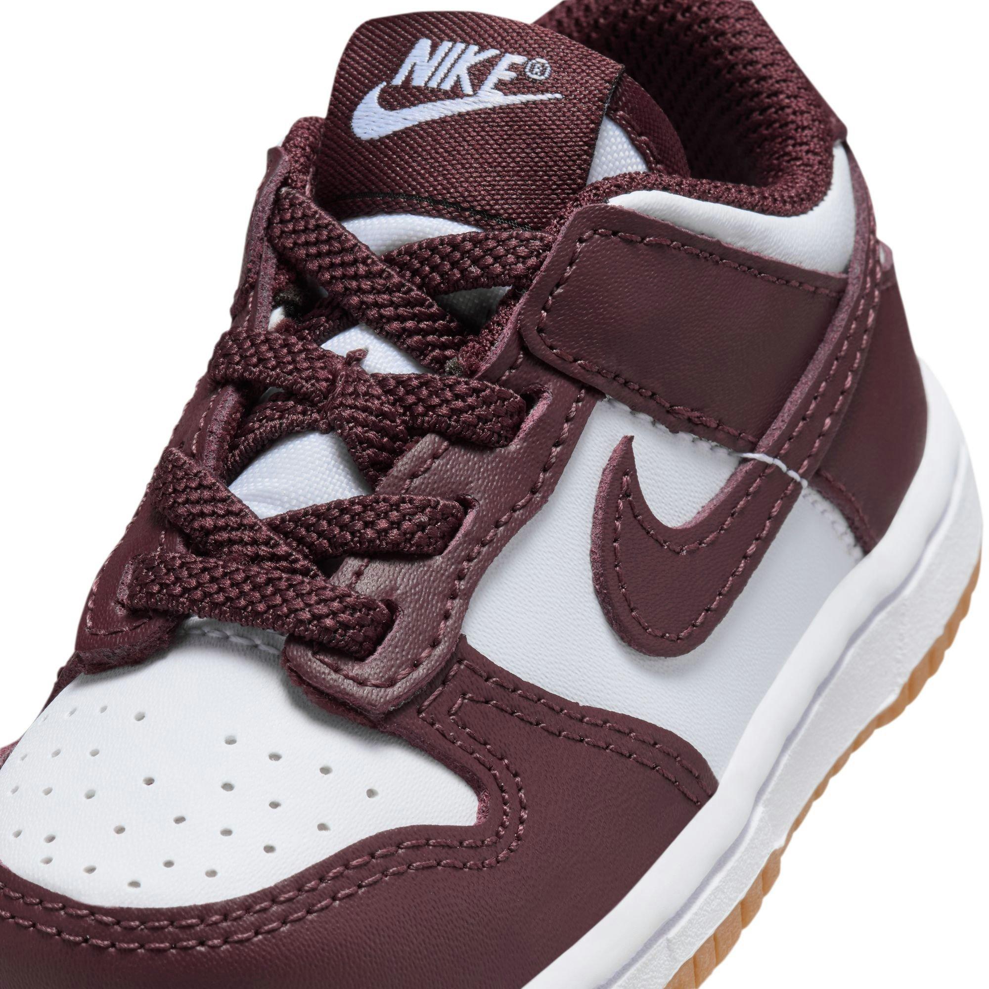 Nike Dunk Low Toddler Kids' "White/Burgundy Crush/Gum Light Brown" Shoe