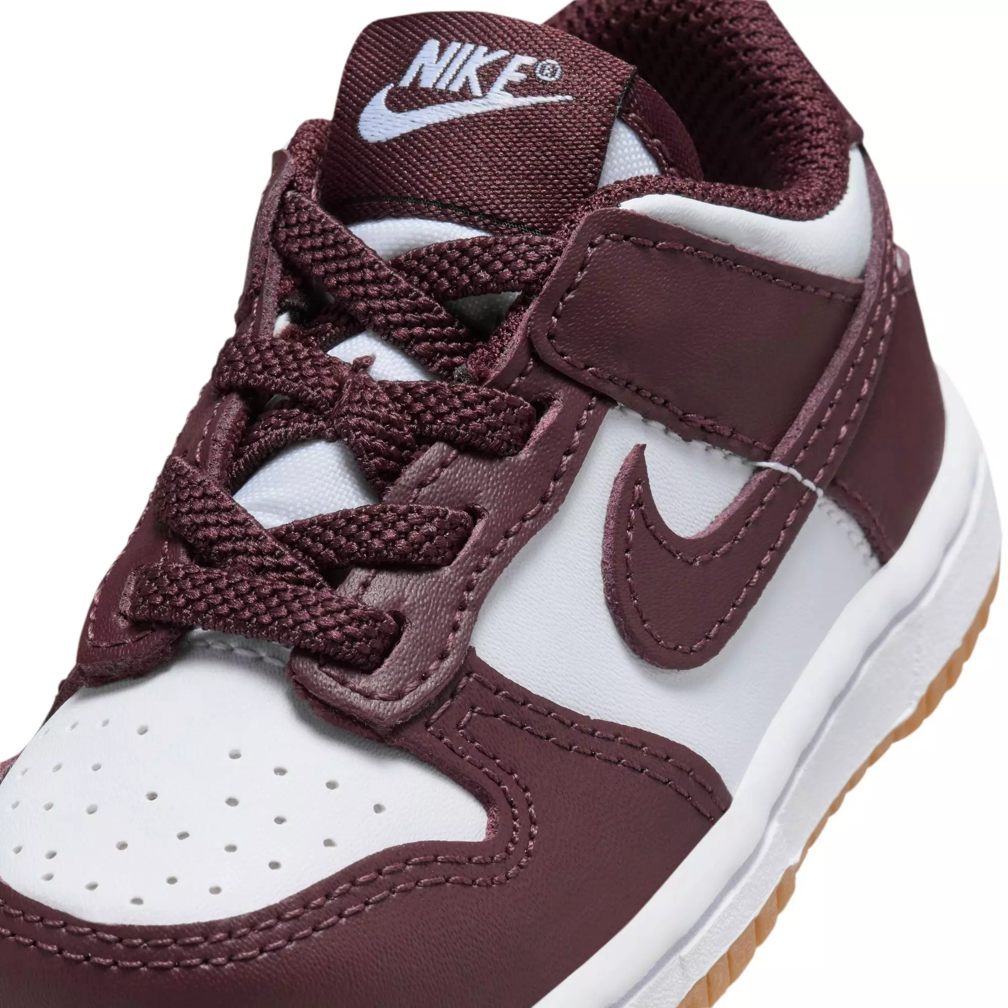 Nike Dunk Low "White/Burgundy Crush/Gum Light Brown" Toddler Kids' Shoe - WHITE/BURGUNDY