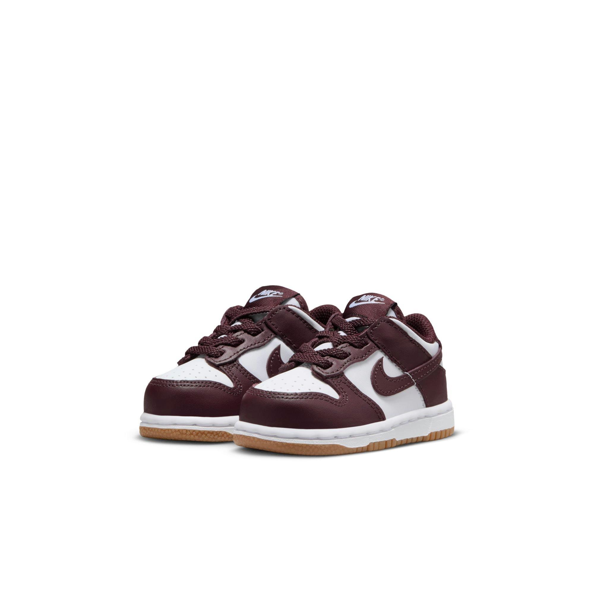 Nike Dunk Low Toddler Kids' "White/Burgundy Crush/Gum Light Brown" Shoe