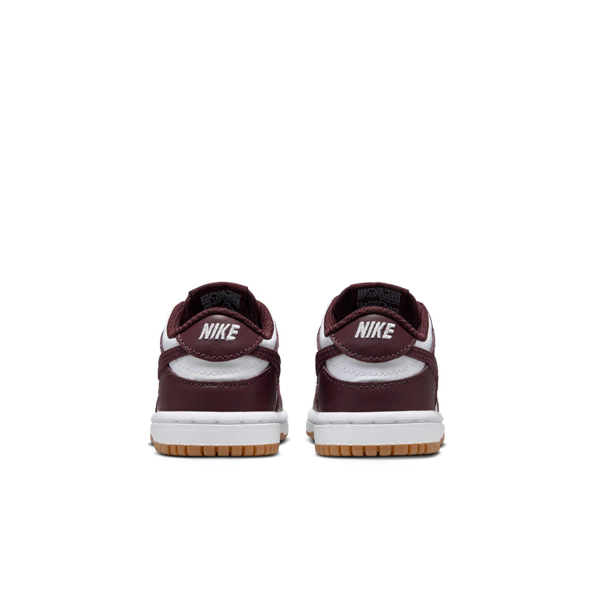 Nike Dunk Low "White/Burgundy Crush/Gum Light Brown" Toddler Kids' Shoe - WHITE/BURGUNDY Thumbnail View 8