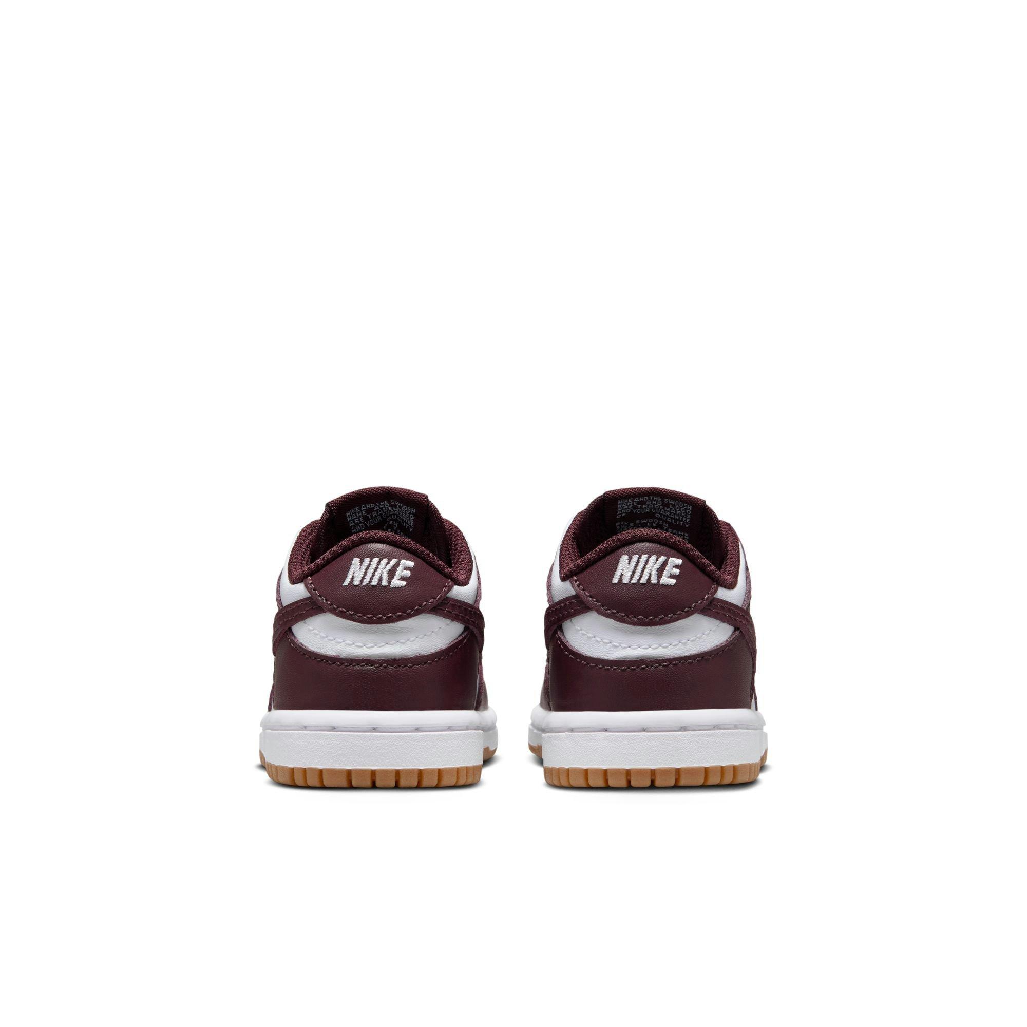 Nike Dunk Low Toddler Kids' "White/Burgundy Crush/Gum Light Brown" Shoe