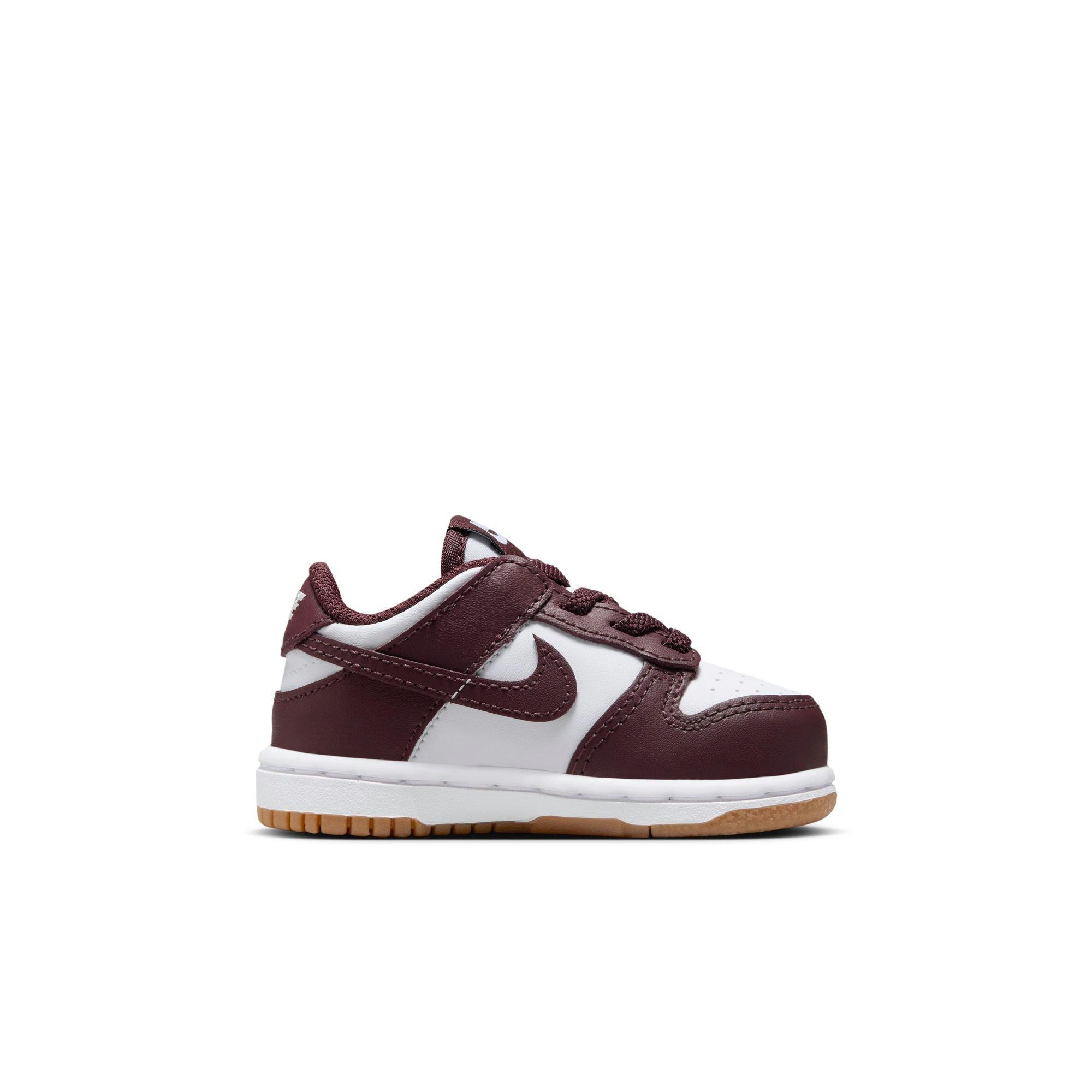 Nike Dunk Low "White/Burgundy Crush/Gum Light Brown" Toddler Kids' Shoe - WHITE/BURGUNDY