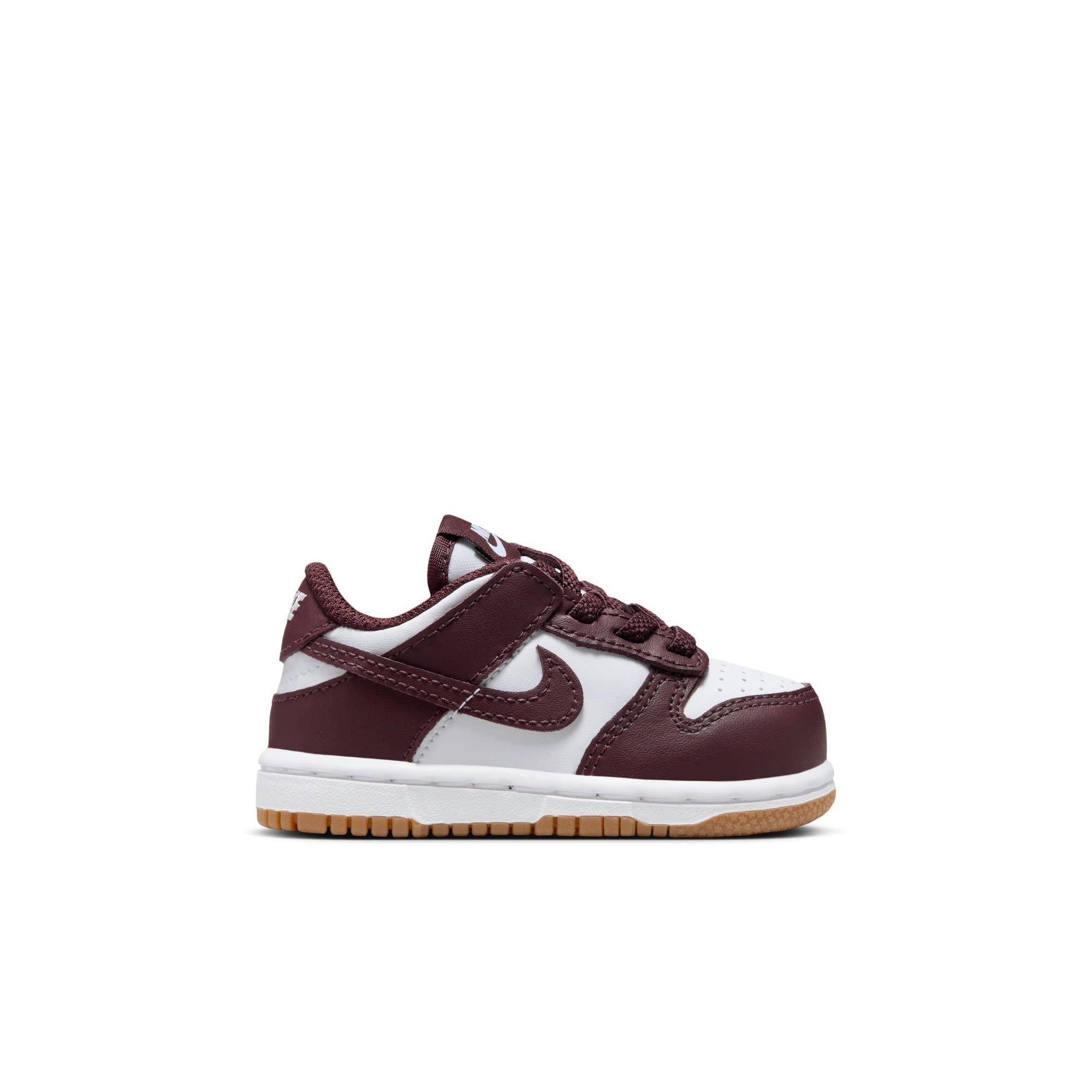 Nike Dunk Low Toddler Kids' "White/Burgundy Crush/Gum Light Brown" Shoe