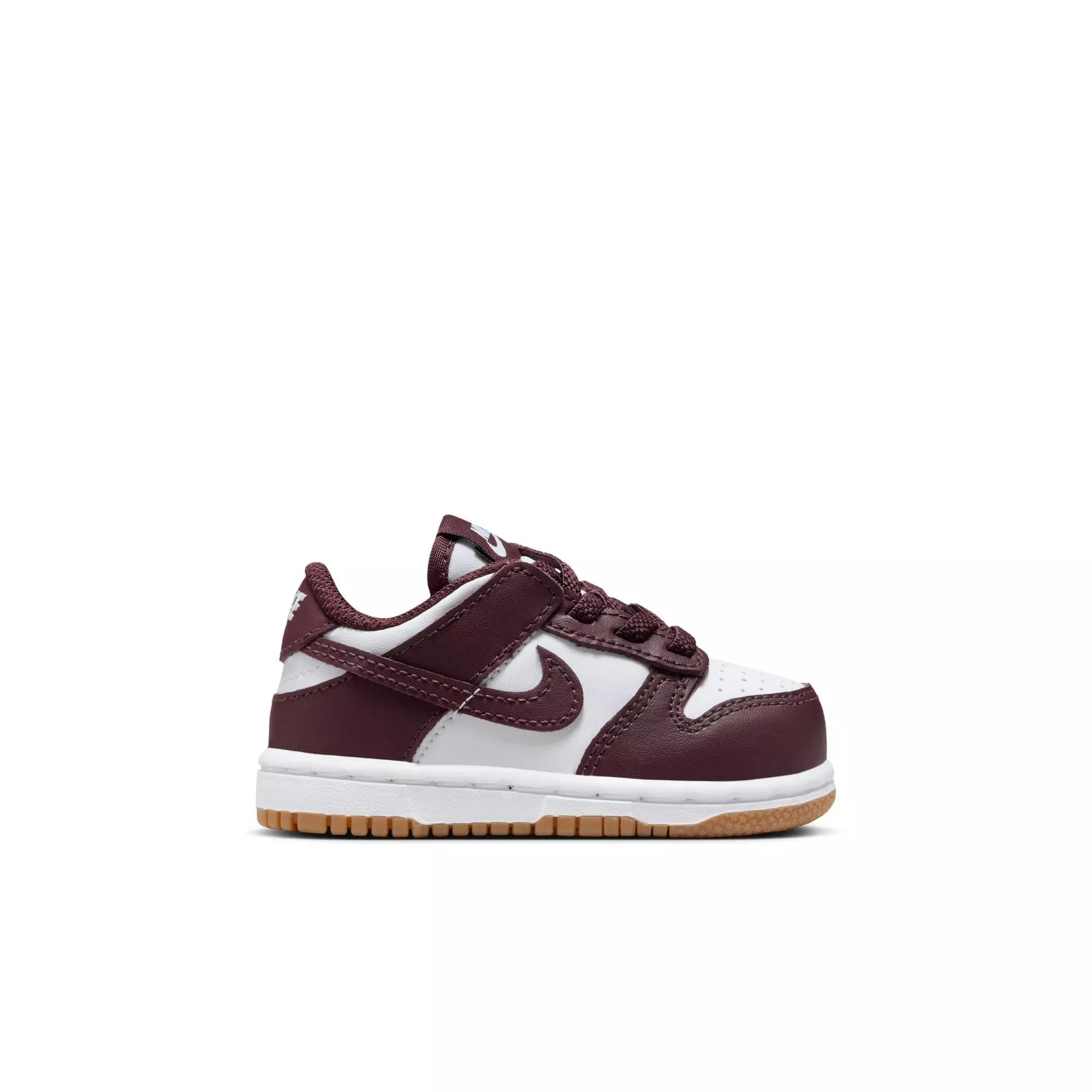 Nike Dunk Low "White/Burgundy Crush/Gum Light Brown" Toddler Kids' Shoe - WHITE/BURGUNDY