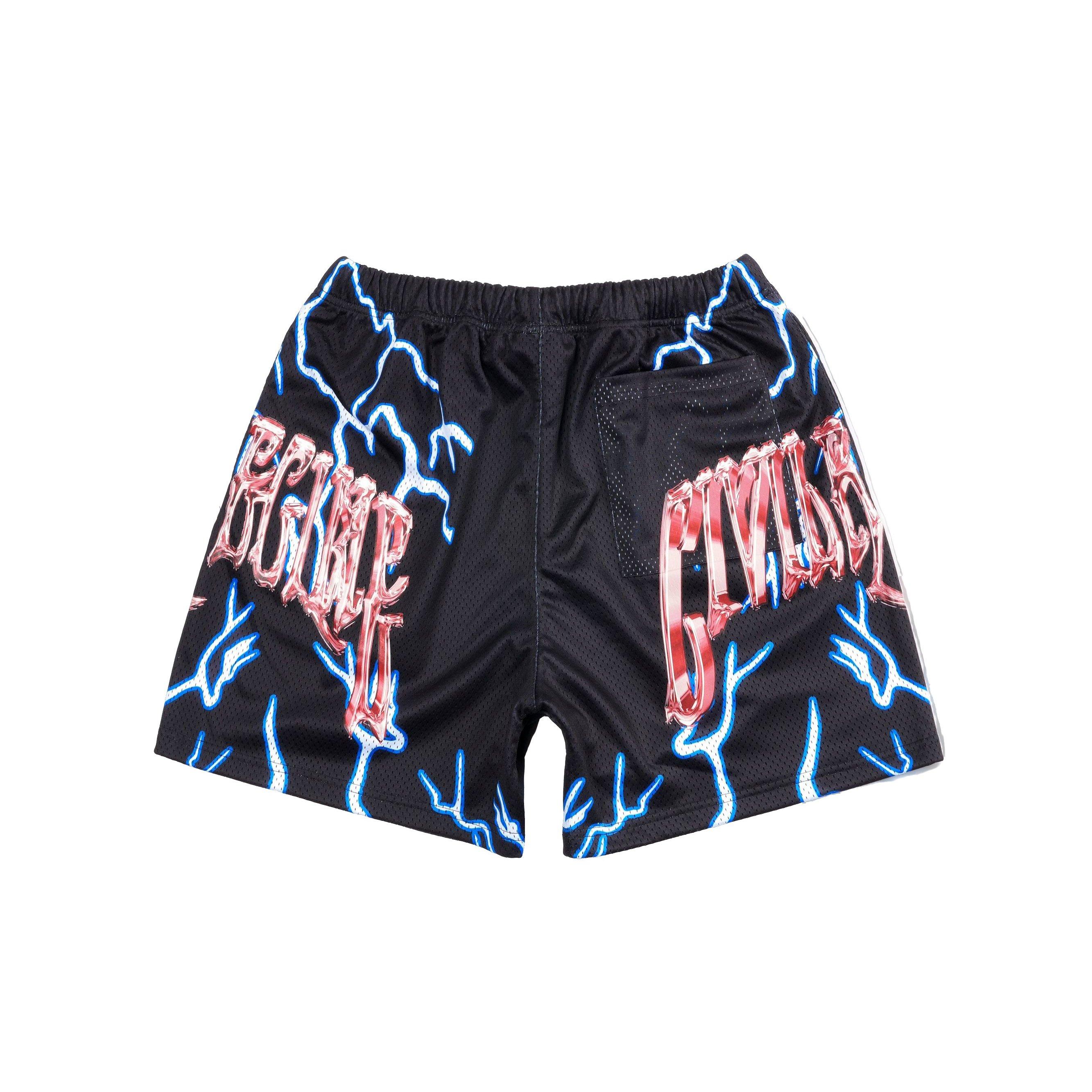 Civil Regime Men's Night Strikes Mesh Shorts - Black - BLACK Thumbnail View 2