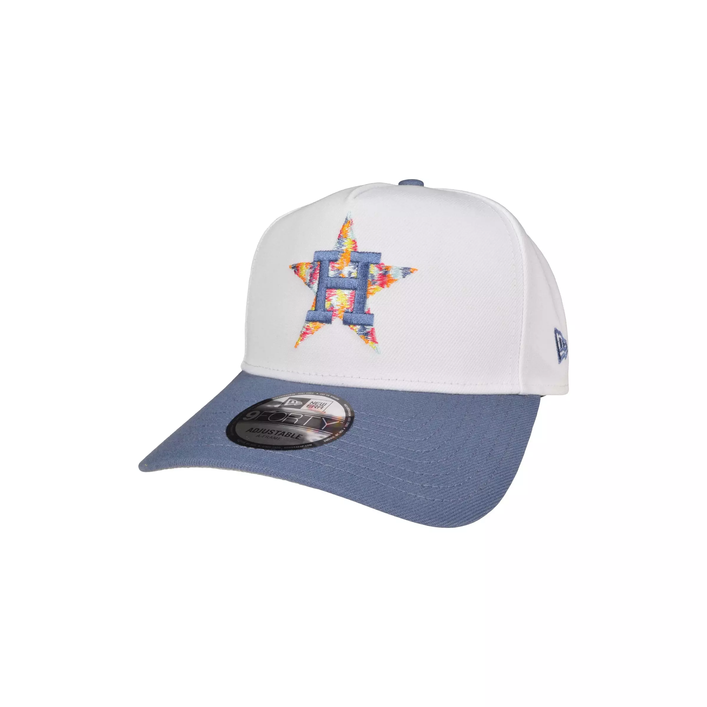 New Era Houston Astros 9FORTY A-Frame All Over Print Logo Snapback-White/Blue - WHITE/BLUE