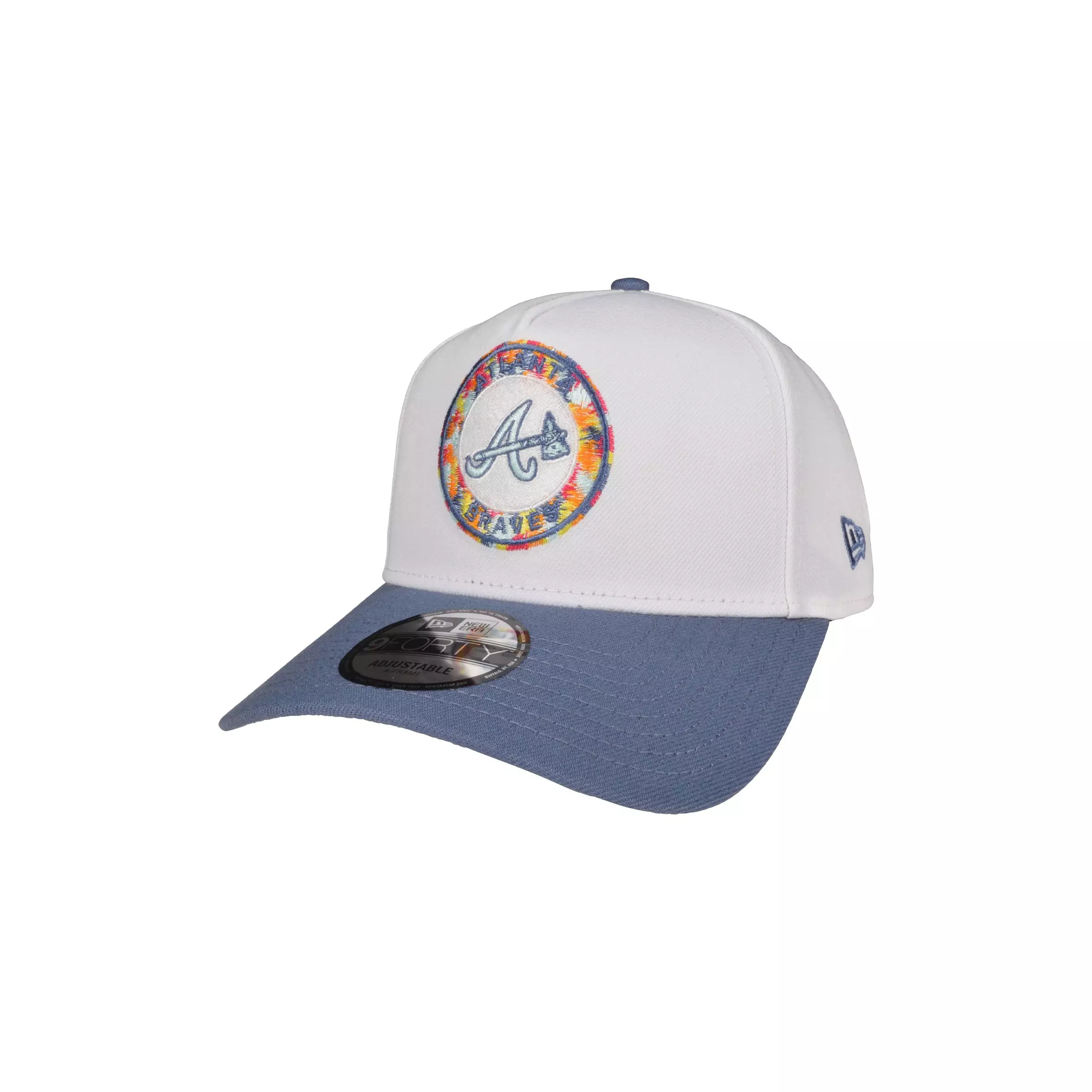 New Era Atlanta Braves 9FORTY A-Frame All Over Print Logo Snapback-White/Blue - WHITE/BLUE