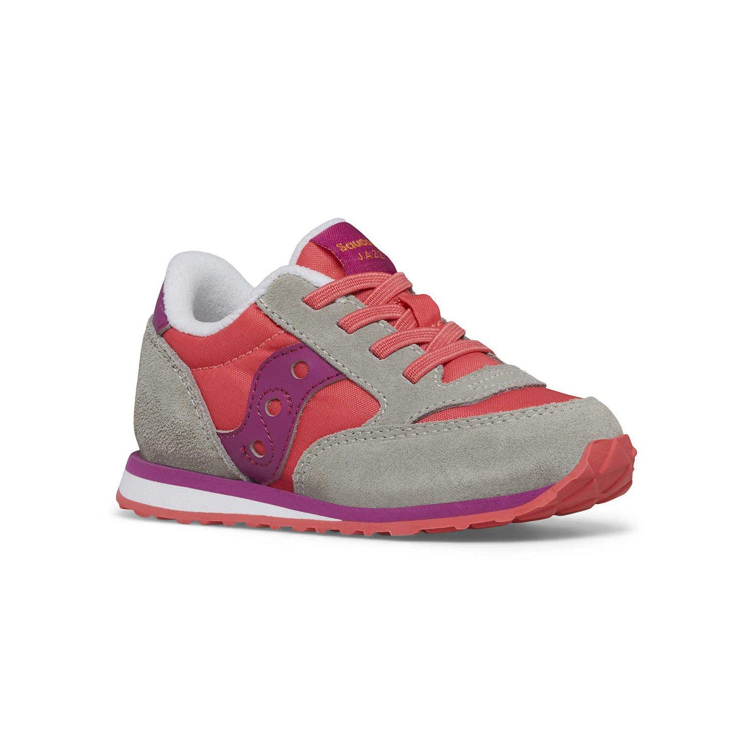 Saucony Jazz Jr "Grey/Purple/Coral" Toddler Girls' Shoe - GREY/PINK Thumbnail View 2