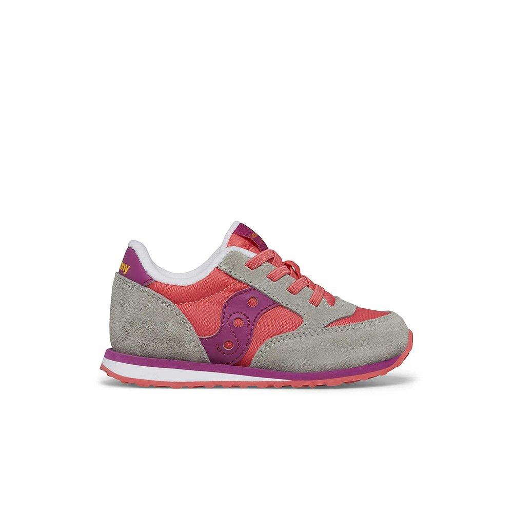 Saucony Jazz Jr "Grey/Purple/Coral" Toddler Girls' Shoe - GREY/PINK Thumbnail View 1