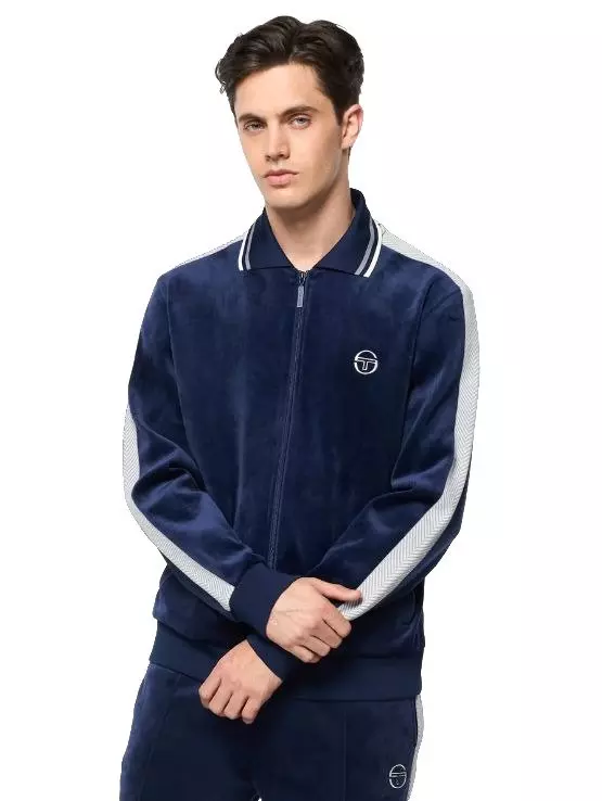 Sergio Tacchini Men's St. Maglia Velour Track Jacket - NAVY