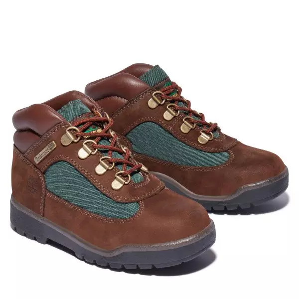 Timberland Premium Mid "Dk Brown" Grade School Kids' Field Boot - BROWN