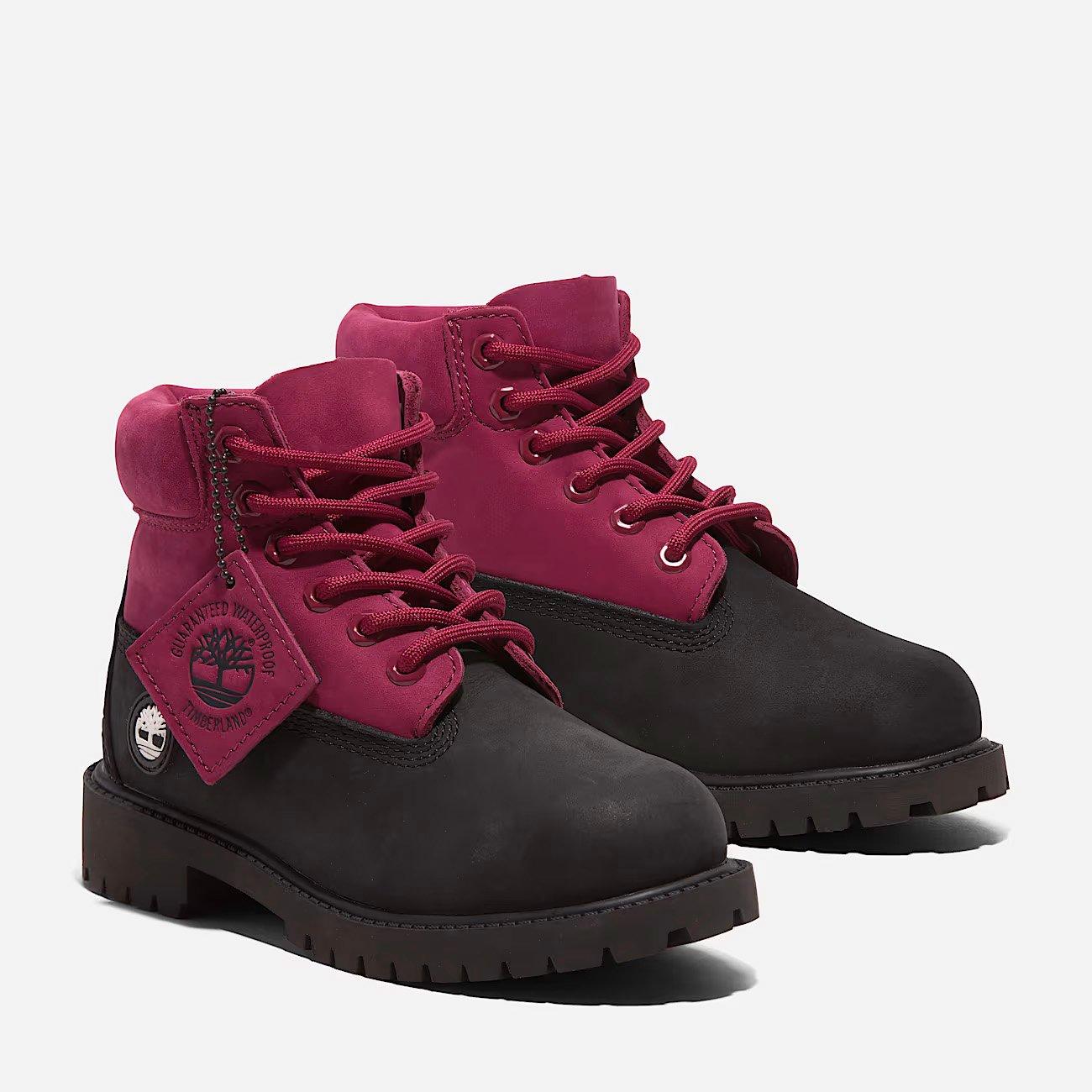 Timberland 6-Inch Premium Grade School Girls' "Black/Pink" Boot