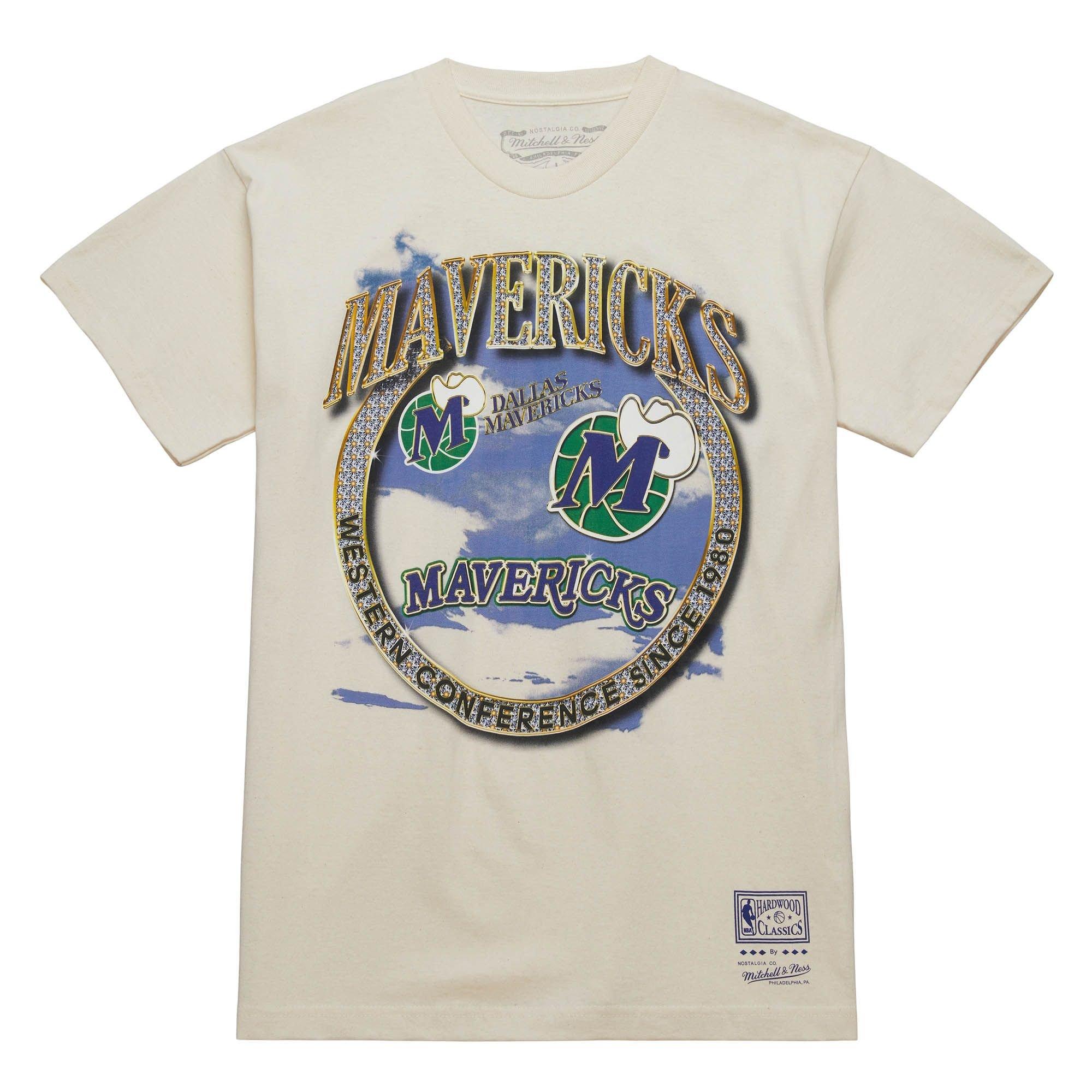 Mitchell & Ness Men's Dallas Mavericks Crown Jewel Short Sleeve Shirt-Cream - CREAM Thumbnail View 1