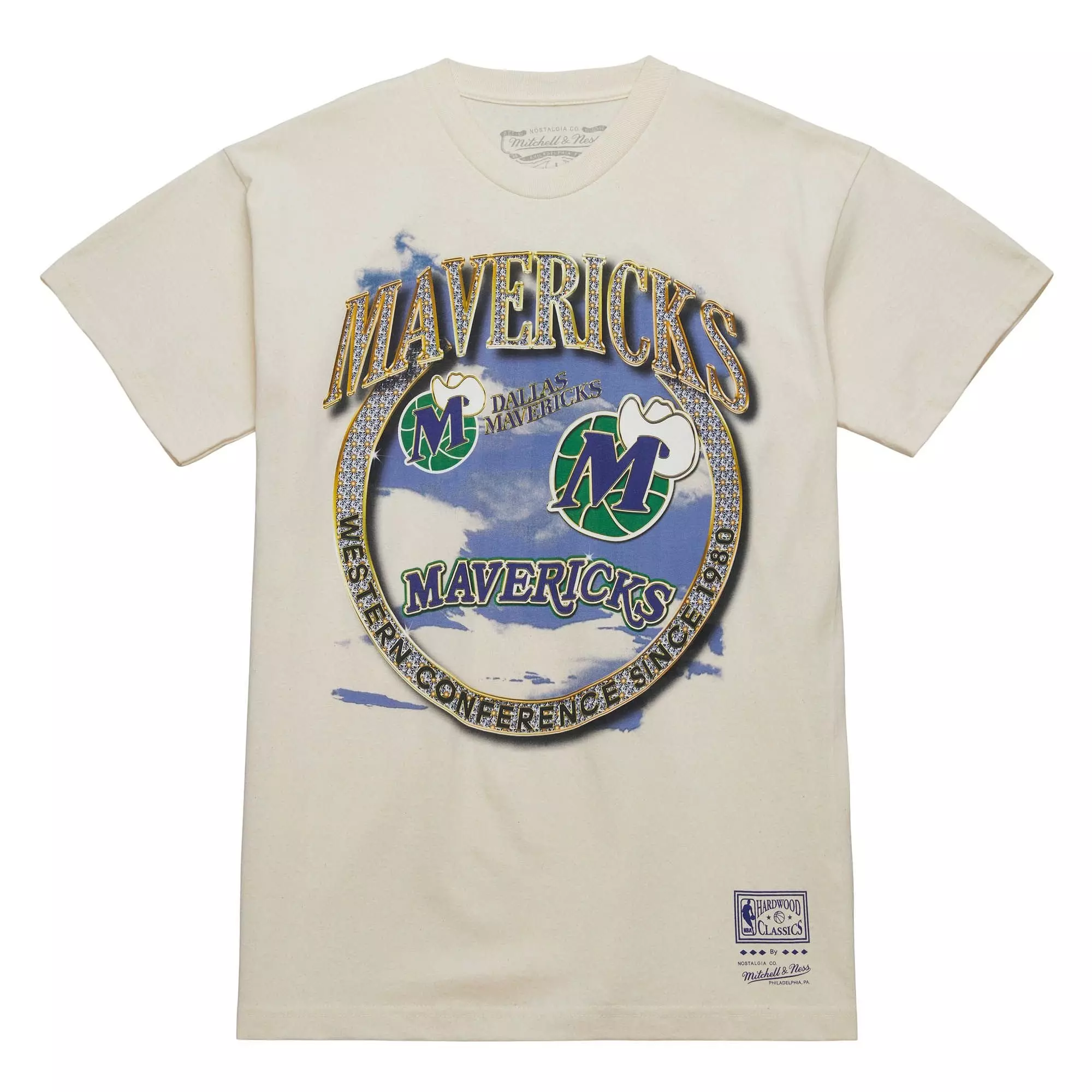 Mitchell & Ness Men's Dallas Mavericks Crown Jewel Short Sleeve Shirt-Cream - CREAM