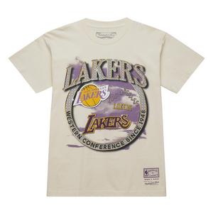 Mitchell & Ness Men's Los Angeles Lakers Crown Jewel Short Sleeve Shirt - Cream