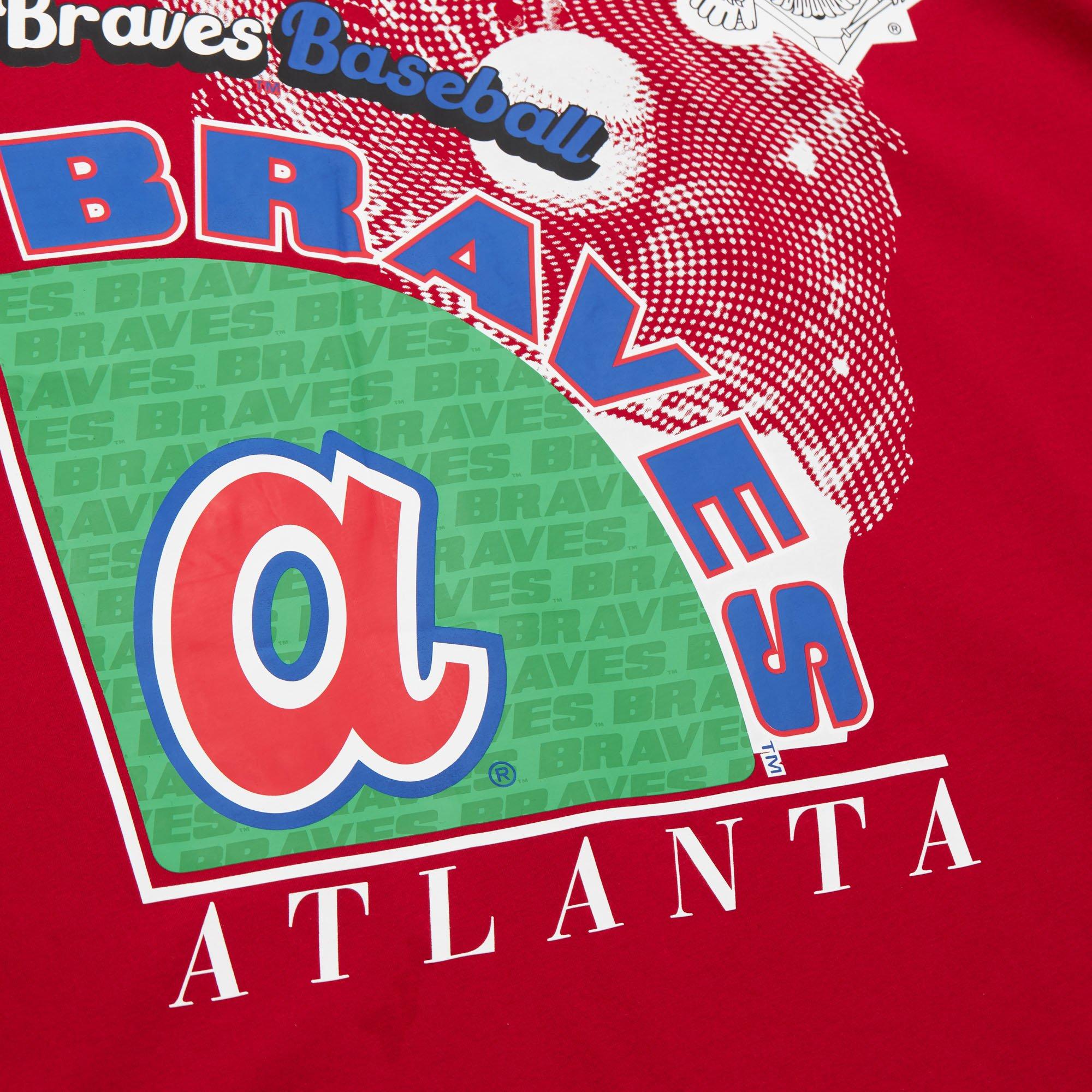 Mitchell & Ness Men's Atlanta Braves Logo Blast Short Sleeve Top - RED Thumbnail View 3