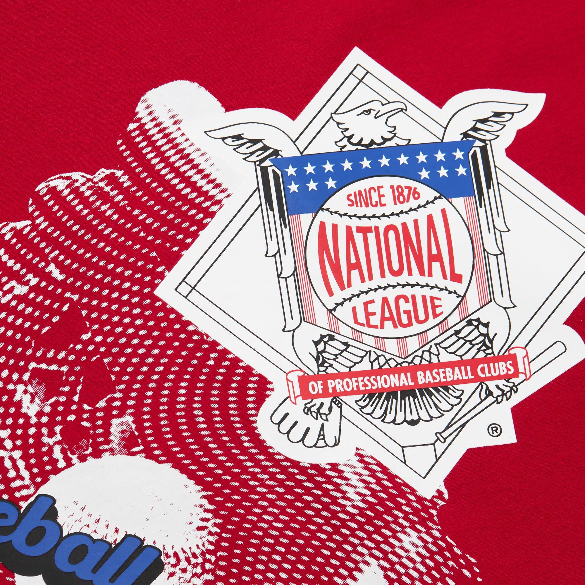 Mitchell & Ness Men's Atlanta Braves Logo Blast Short Sleeve Top - RED Thumbnail View 4