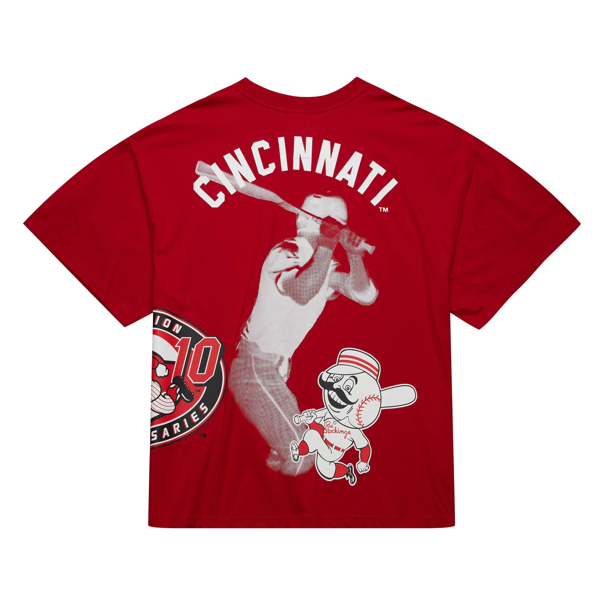 Mitchell & Ness Men's Cincinnati Reds Logo Blast Short Sleeve Top - RED Thumbnail View 2